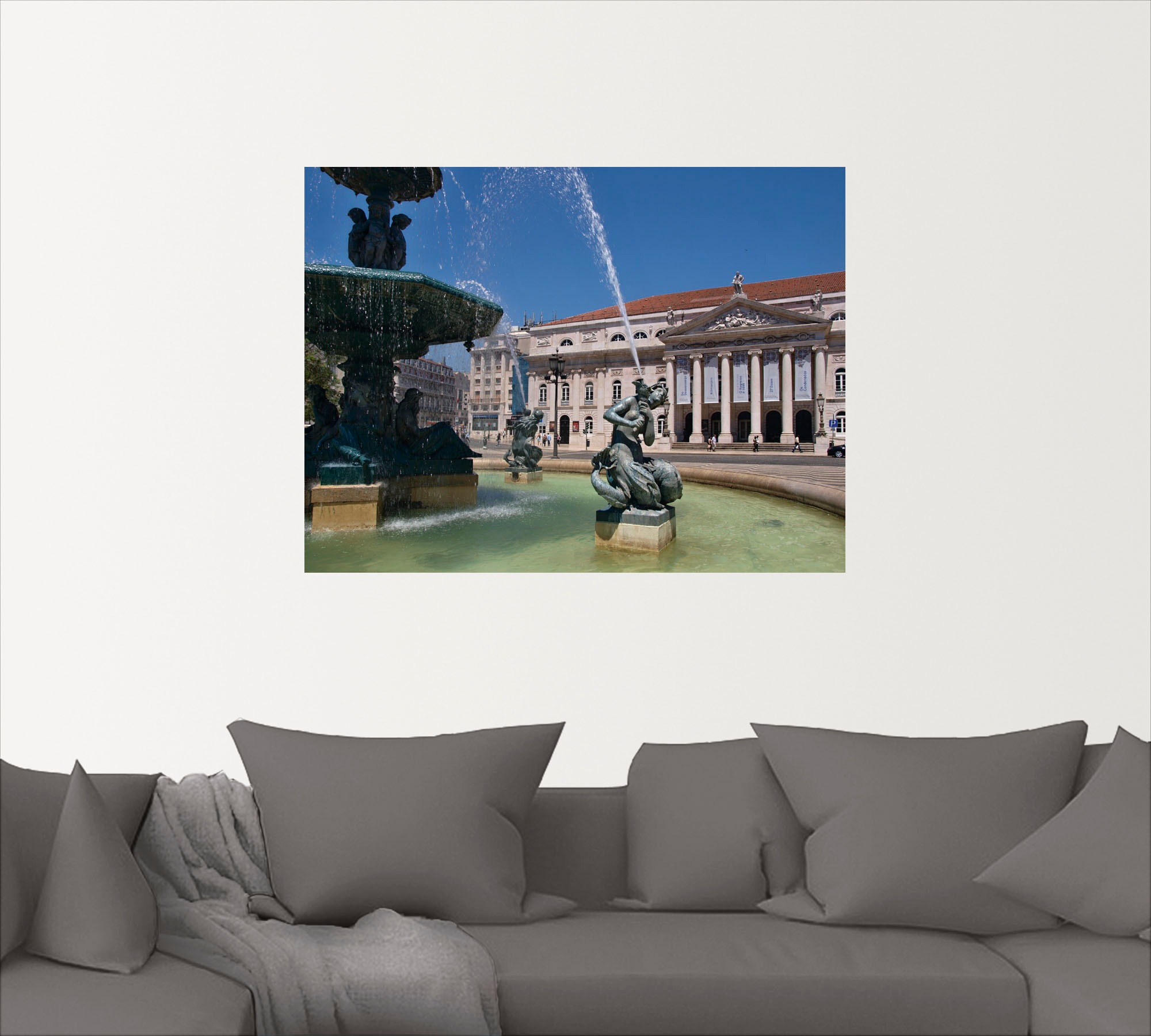 Artland Wandbild »Rossio Platz in Lissabon«, Architektonische Elemente, (1 St.), als Alubild, Leinwandbild, Wandaufkleber oder Poster in versch. Größen