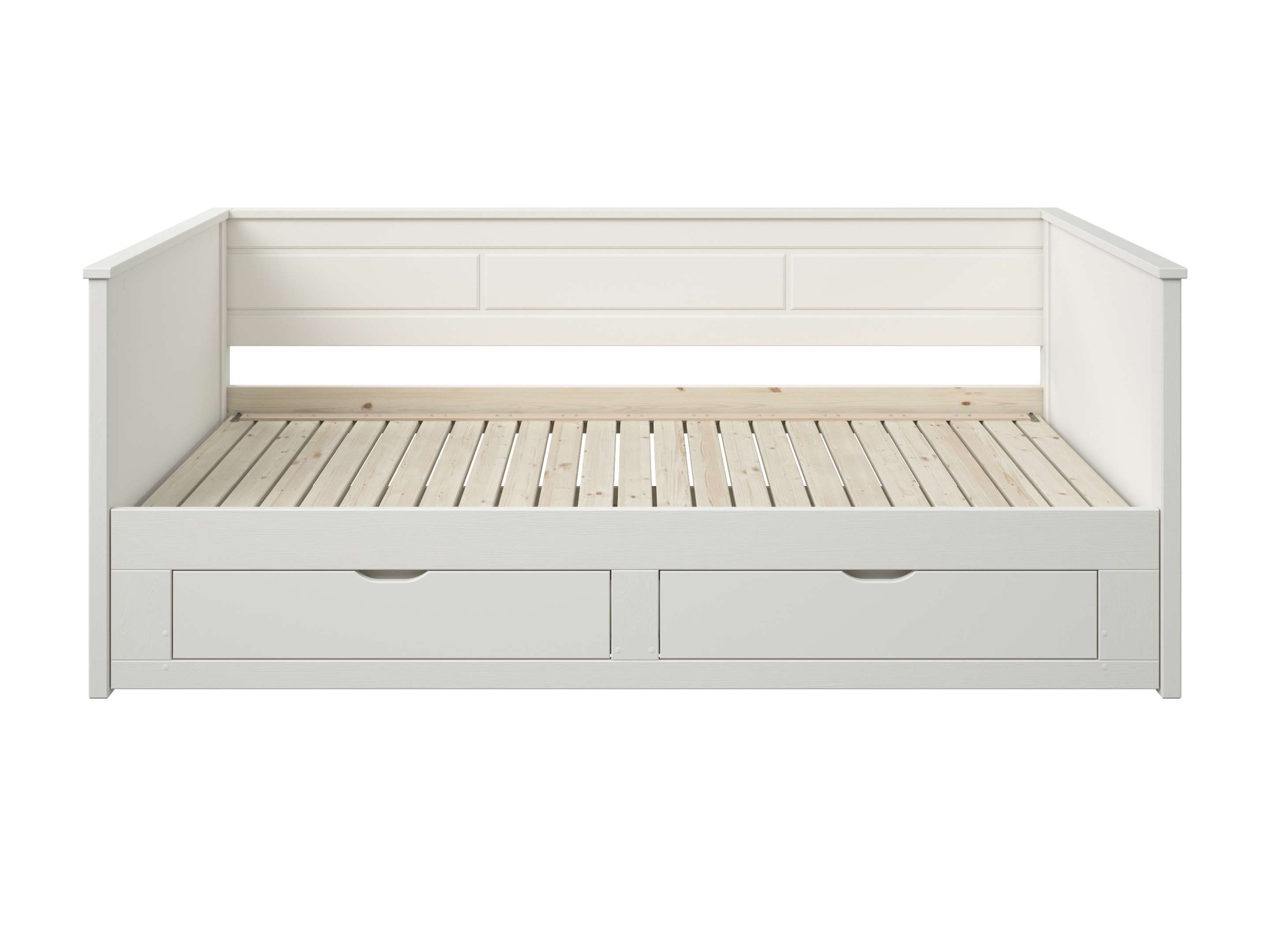 Home affaire Ausziehbett »Leorben, OTTOs Choice, Daybed, Jugendbett, Landhausstil, Massivholz«, (B/H/T ca. Liegefläche von 90cm auf 180cm ausziehbar 100x82x210cm), Liegefläche ausziehbar, 2 Schubladen, inkl. Lattenroste, Stauraumbett