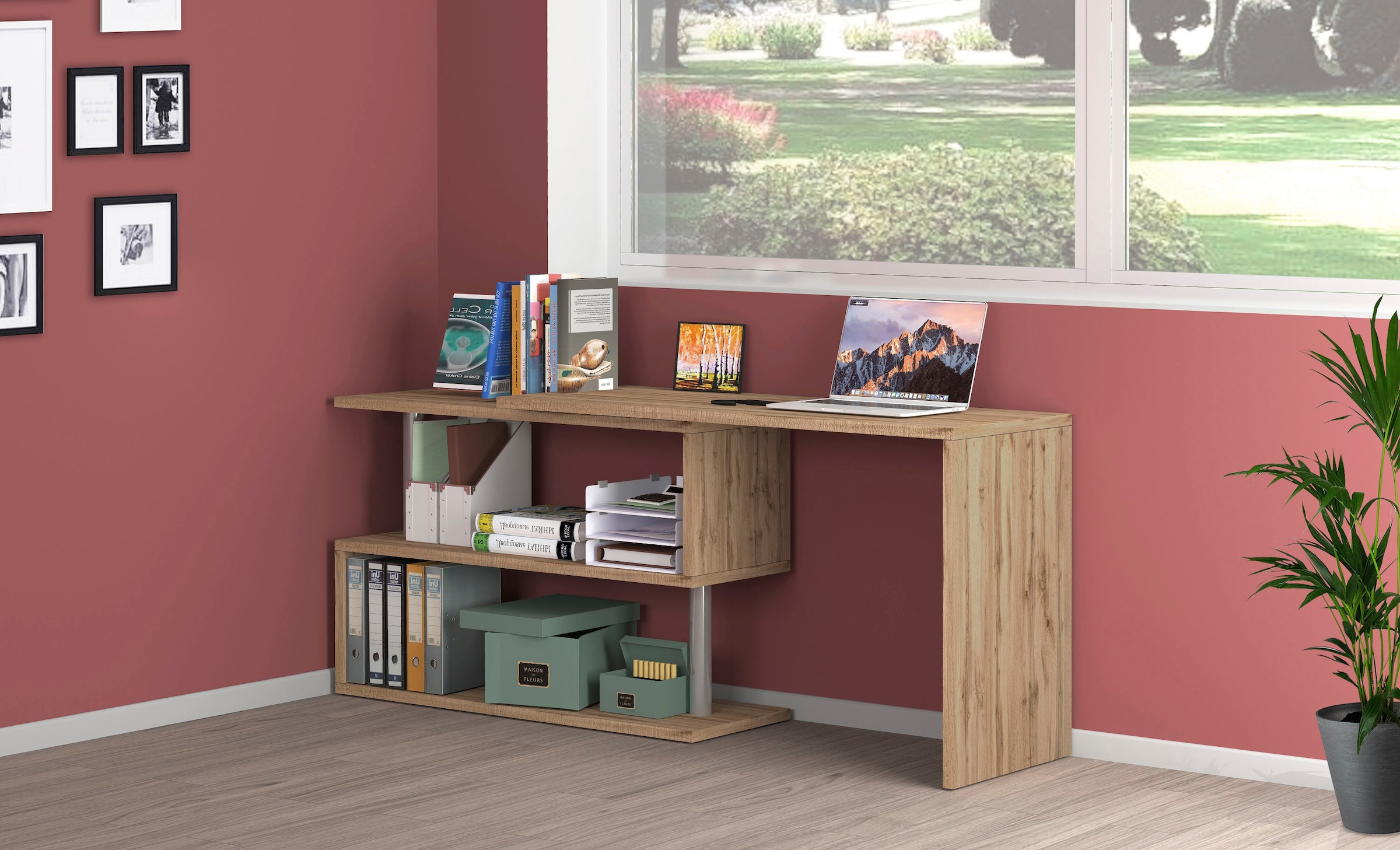 INOSIGN Schreibtisch »Volta, Made in Italy«, multifunktional - als Computertisch, Eckschreibtisch oder Sideboard