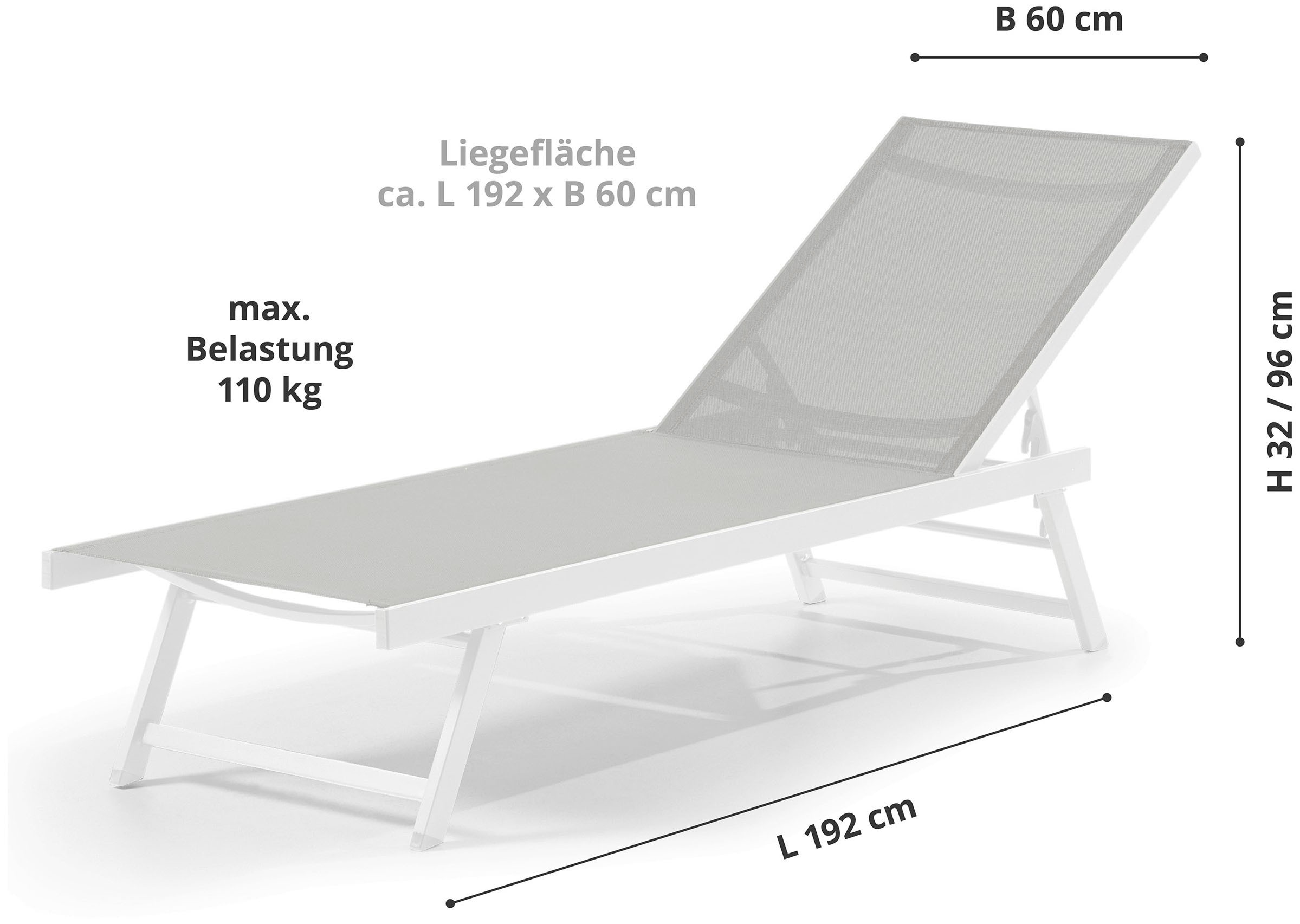 Leco Gartenliege »E_lina«, Füße klappbar