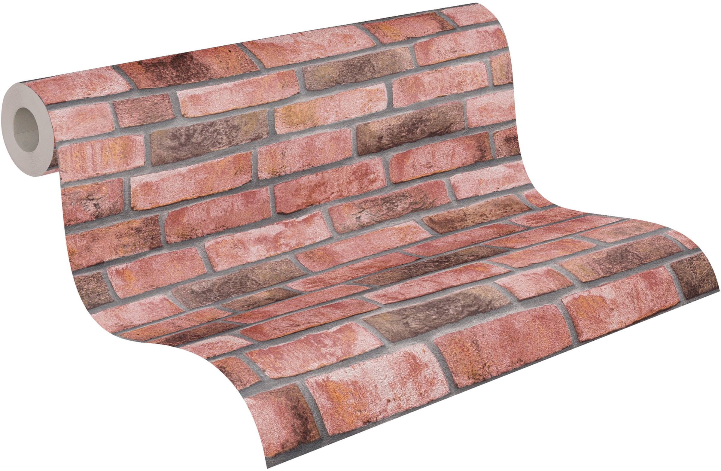 A.S. Création Vliestapete »Bricks & Stones Backstein«, matt-gemustert-neutral, Steintapete Tapeten Wohnzimmer Schlafzimmer Küche modern Design Optik
