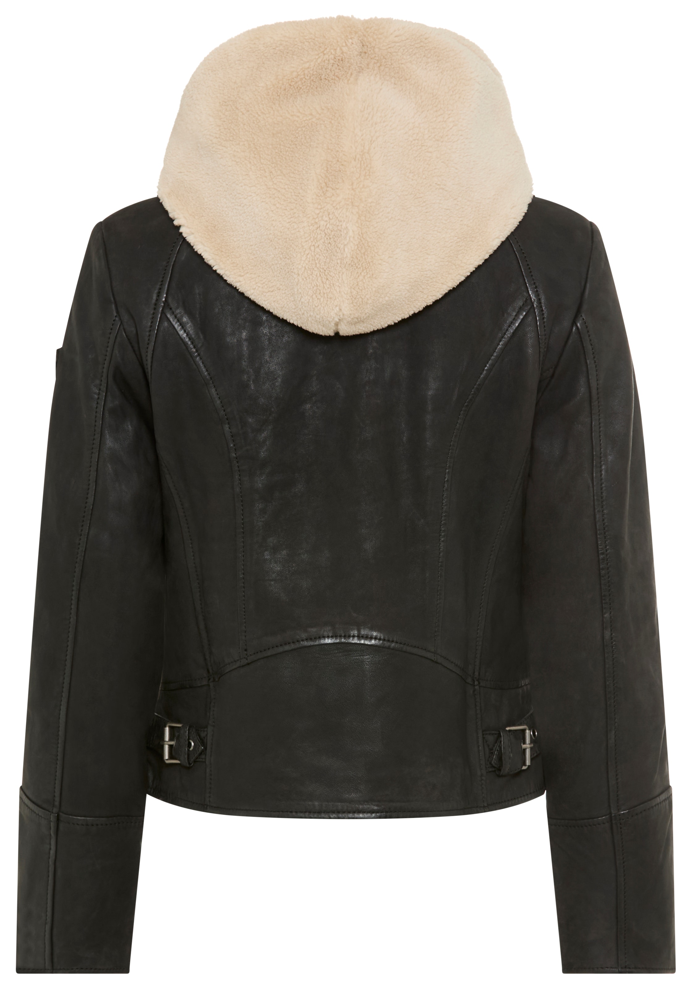 Mauritius Lederjacke »MWNedra« mit Kapuze mit abknöpfbarer Teddyplüsch-Kapuze
