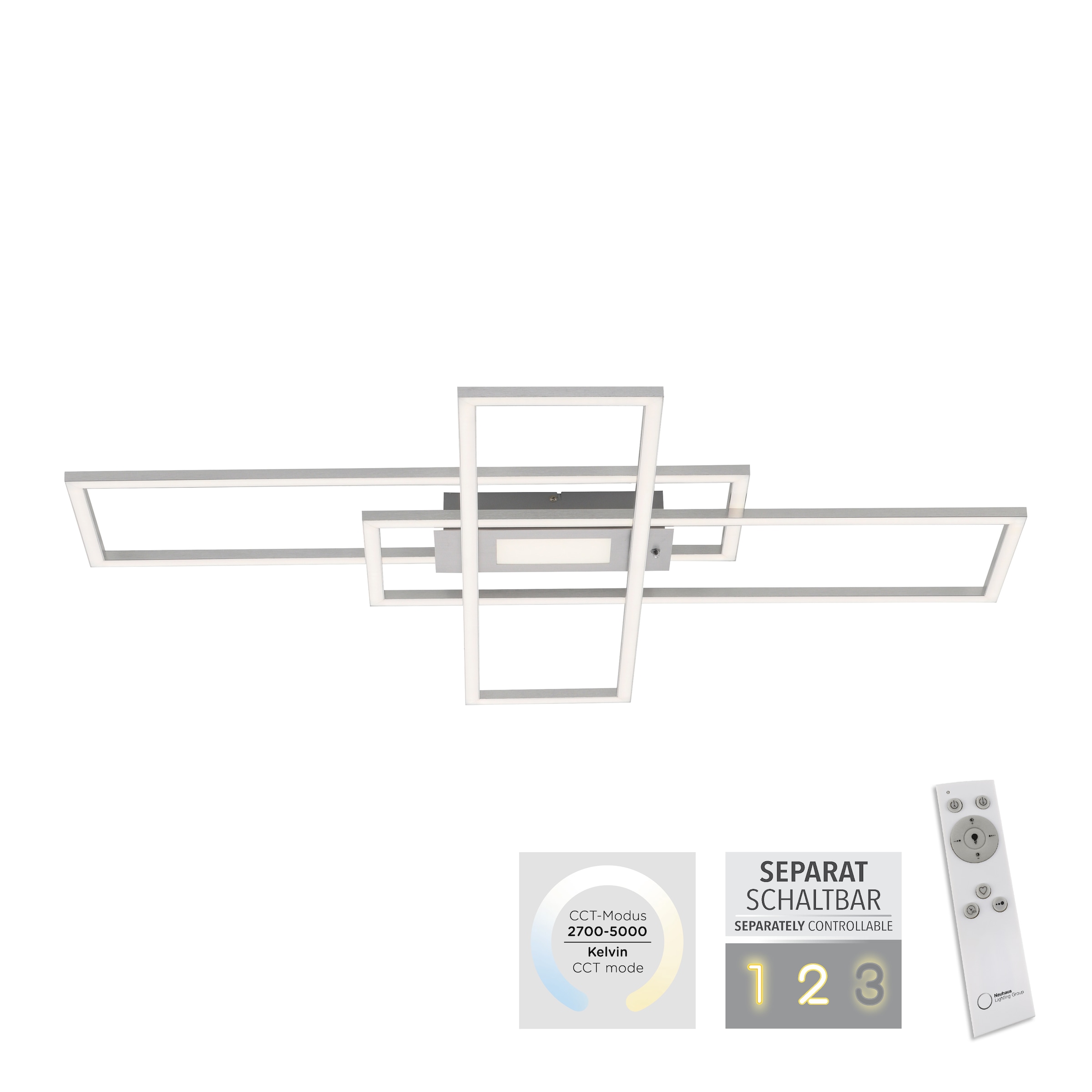 JUST LIGHT Deckenleuchte »ASMIN«, 1 flammig, Leuchtmittel LED-Board | LED fest integriert, LED, CCT - über Fernbedienung, dimmbar über Fernbed., Infrarot inkl.