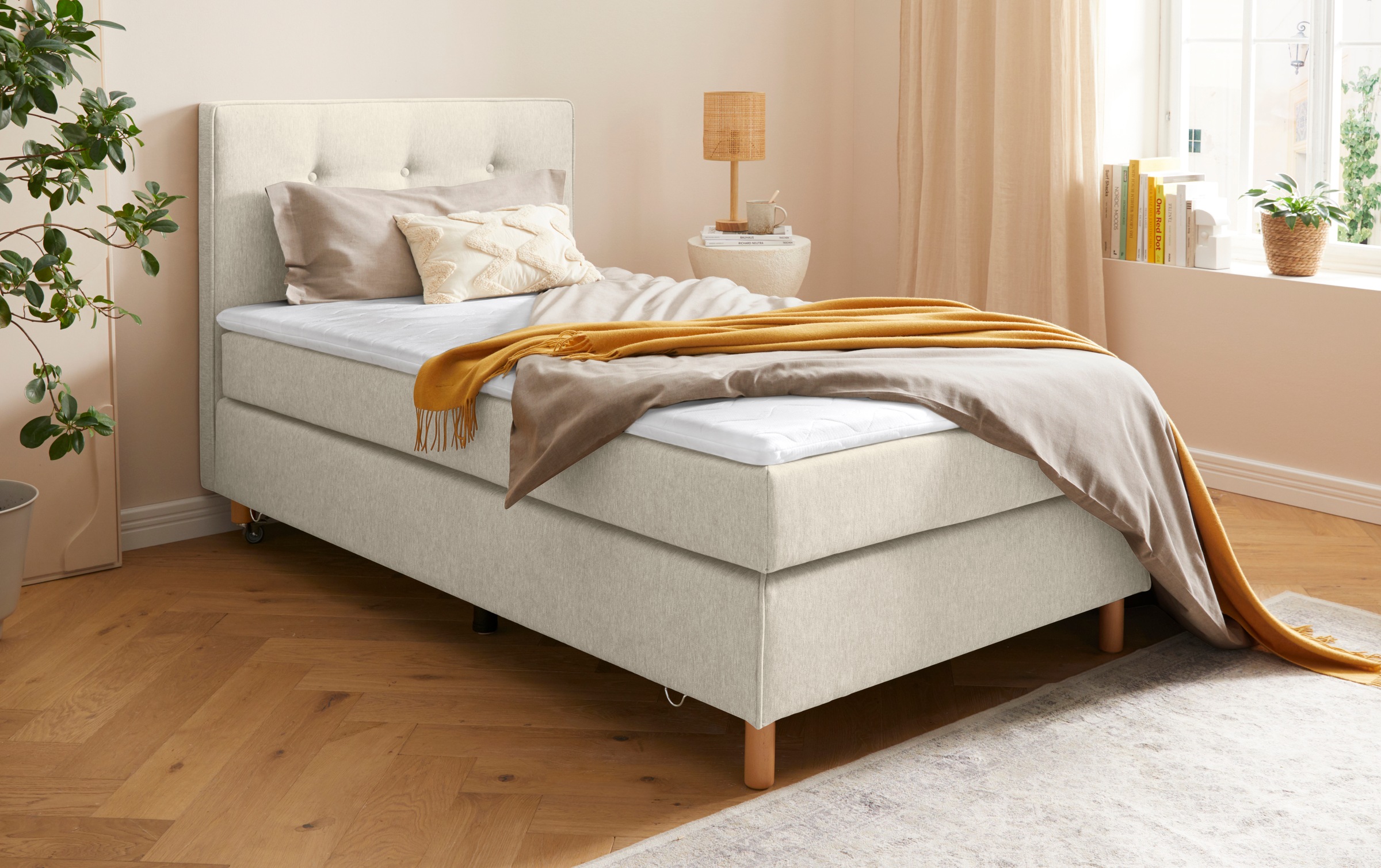 Home affaire Boxspringbett »Heimatblick 100x200cm beliebig erweiterbar zu Doppel- und Familienbett«, Einzelbett, Hotelbett erhältlich in H2,H3 & H4