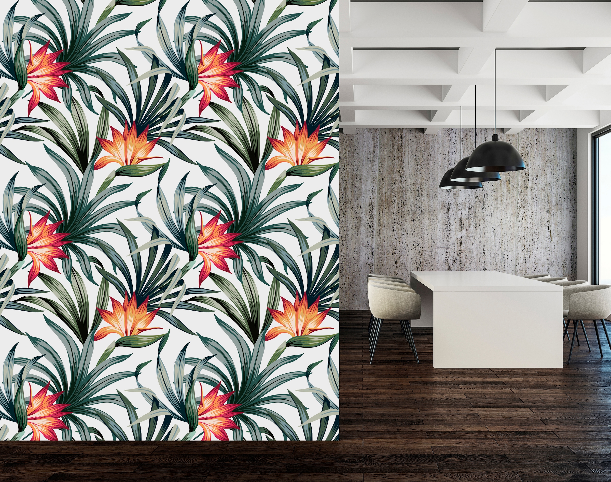 queence Vinyltapete »Hedda«, bedruckt-Motiv-botanisch-floral-gemustert-natürlich, 90x250cm, selbstklebend, kinderleichte Anbringung, Sticker