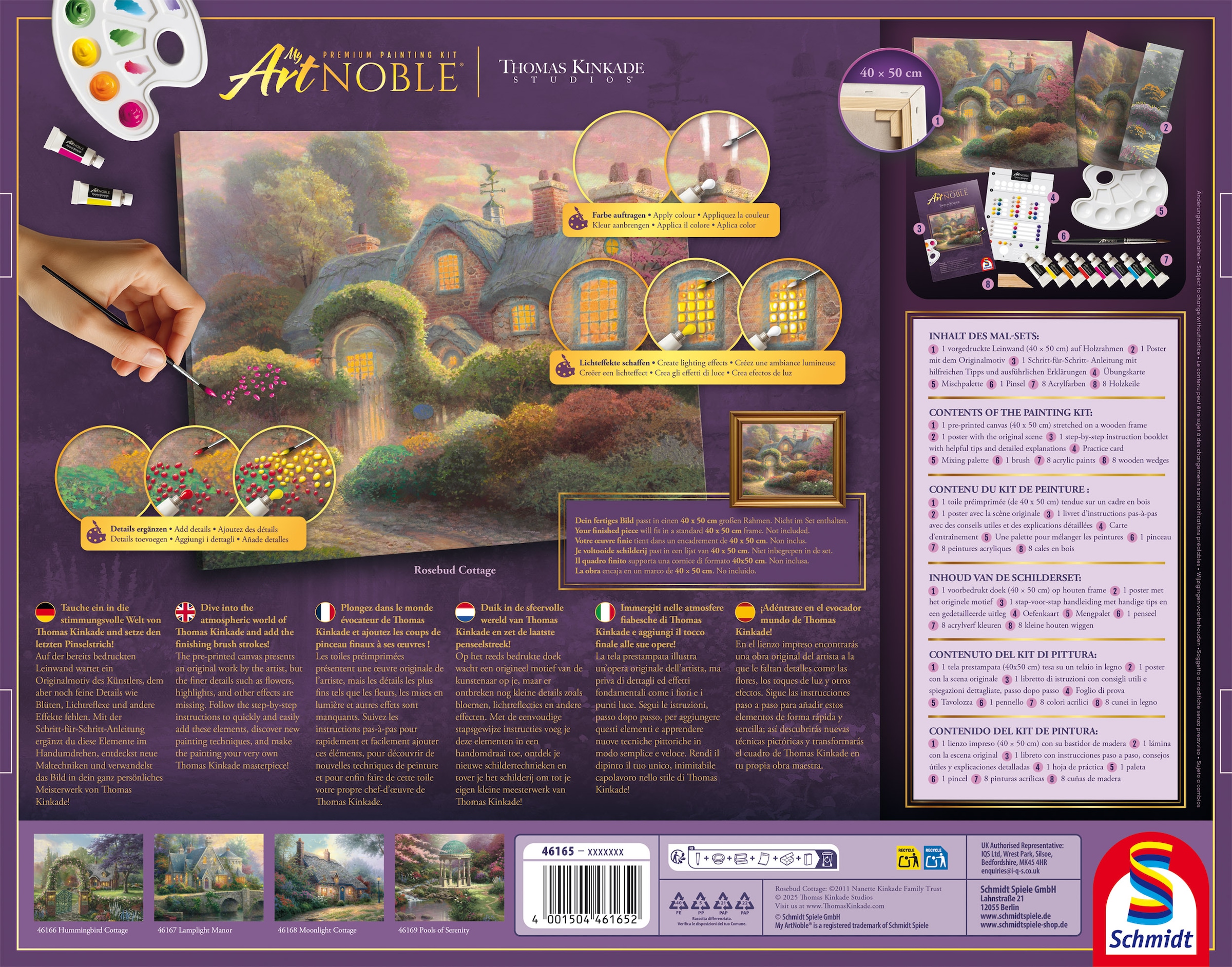 Schmidt Spiele Malvorlage »MyArtNoble, Thomas Kinkade, Malset Rosebud Cottage«