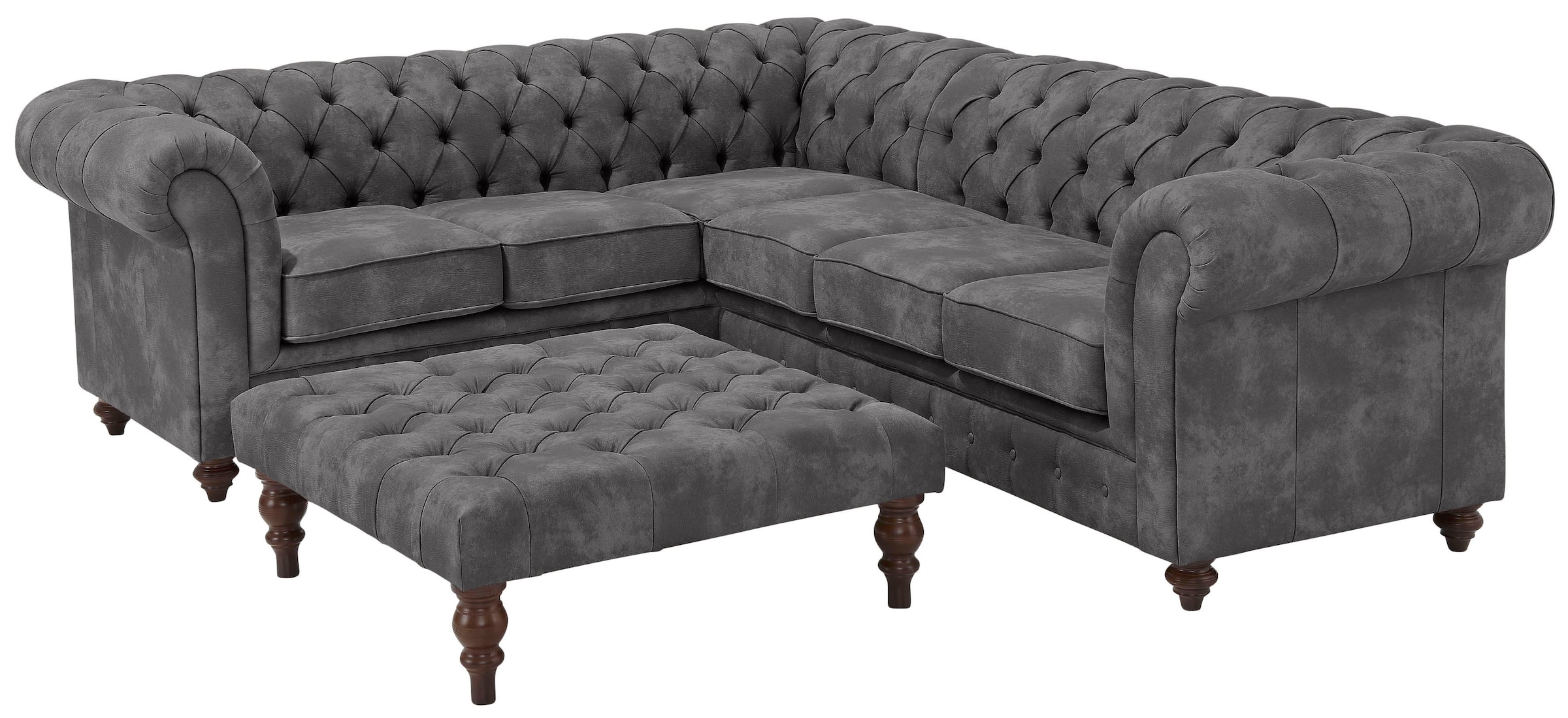 Home affaire Chesterfield-Sofa »Chesterfield Ecksofa, auch in Leder L-Form«, hochwertige Knopfheftung, langer Schenkel links oder rechts wählbar
