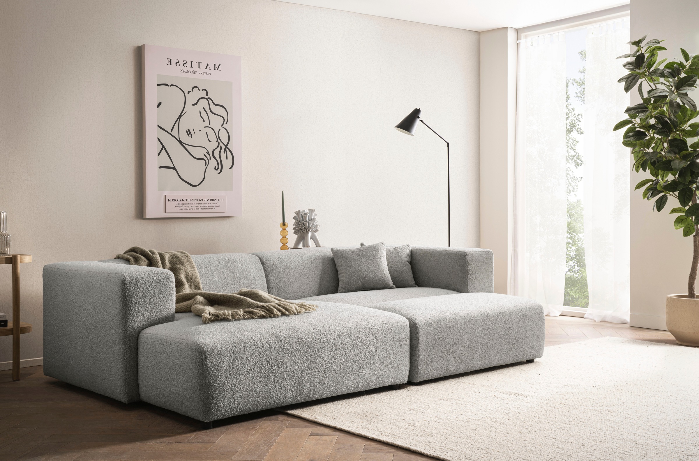 andas Polsterecke »BAKELS, Ecksofa-Set mit Hocker, L-Form mit Schlaffunktion«, Ecksofa-Set (incl. Hocker) im trendigen Megacord