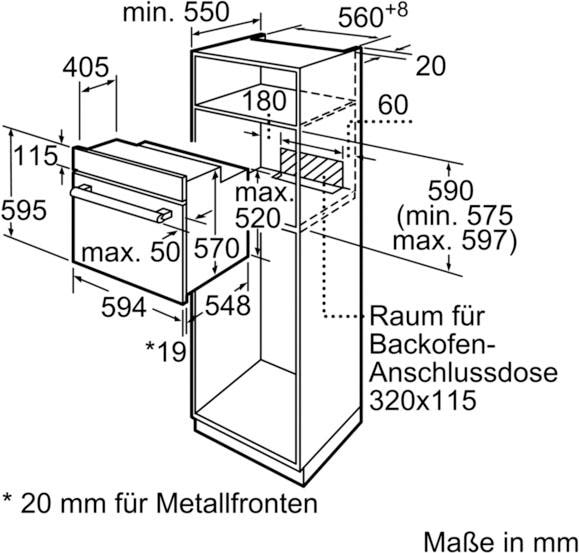 BOSCH Einbaubackofen Serie 2 »HBF133BR0«, mit Teleskopauszug nachrüstbar, ecoClean Direct