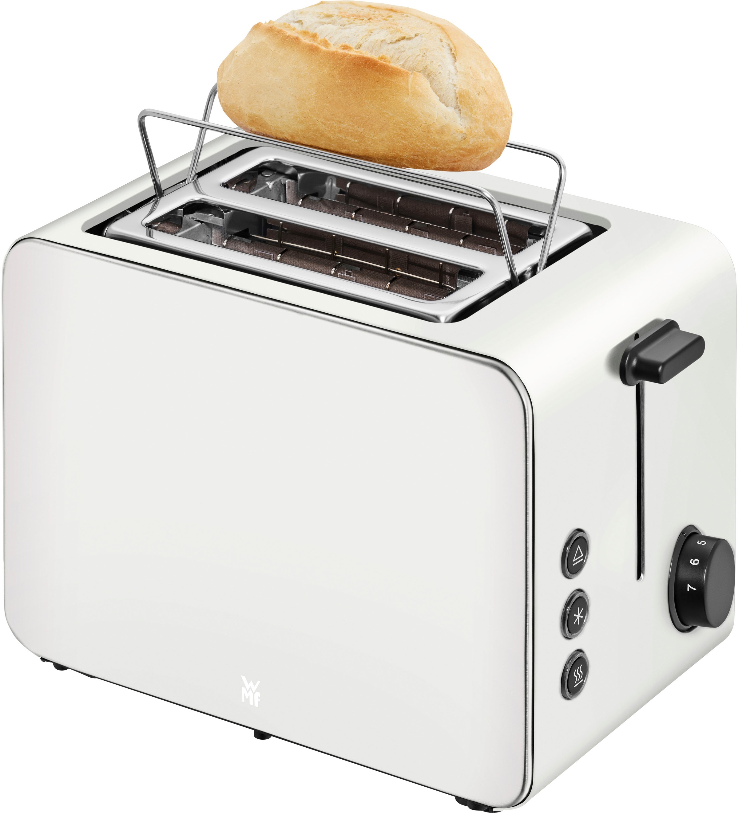 WMF Toaster »Stelio Paper Grey«, 2 kurze Schlitze, 900 W, 7 Bräunungsstufen, Cromargan, Brotzentrierung, Brötchenwärmer, 900 W