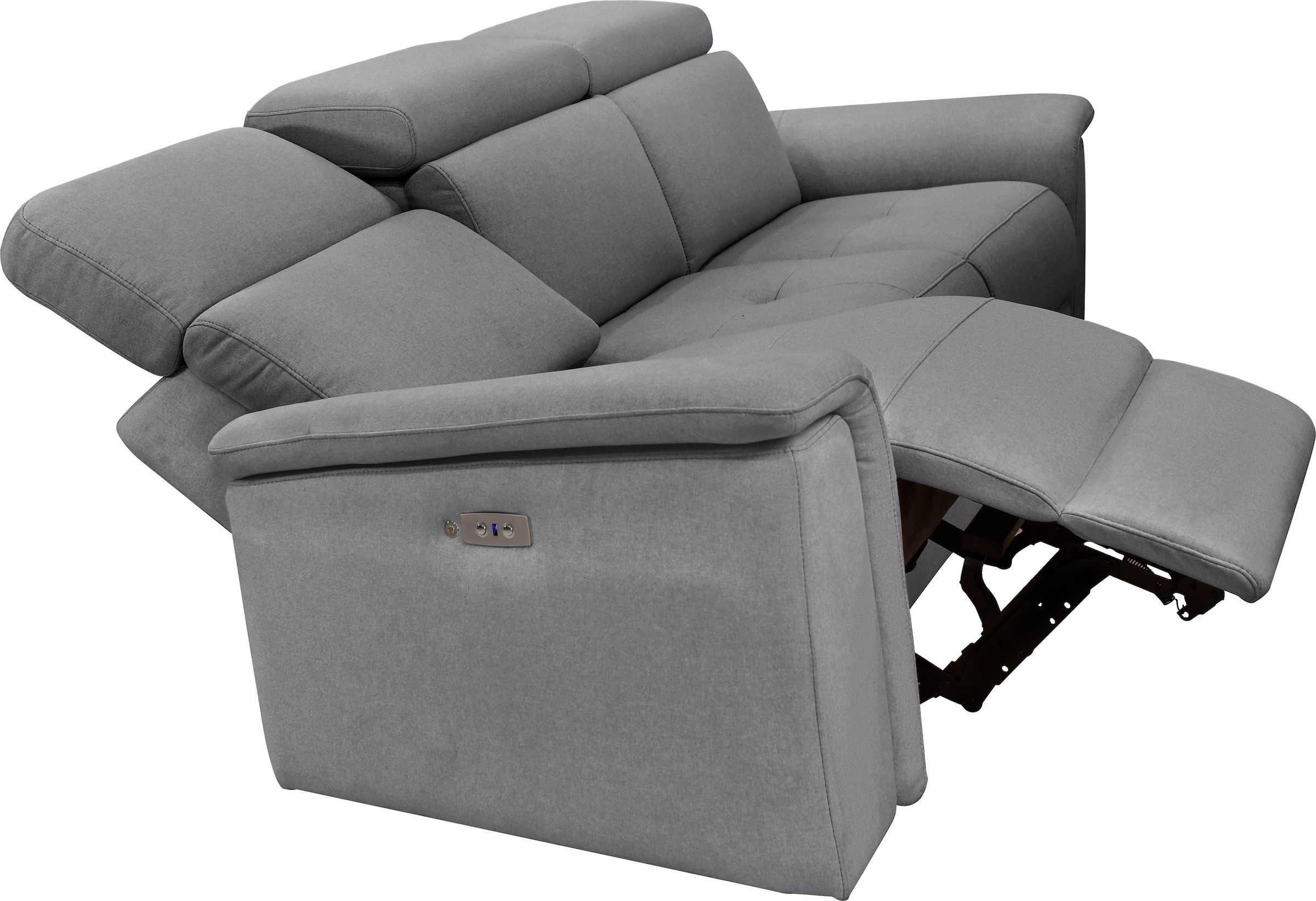 Places of Style 3-Sitzer »Pareli 229cm, manuelle u. elektr. Relaxfunktion in 2 Sitzen«, USB, KT-Verstellung, LED Beleuchtung, in Echtleder, Kunstleder, Web