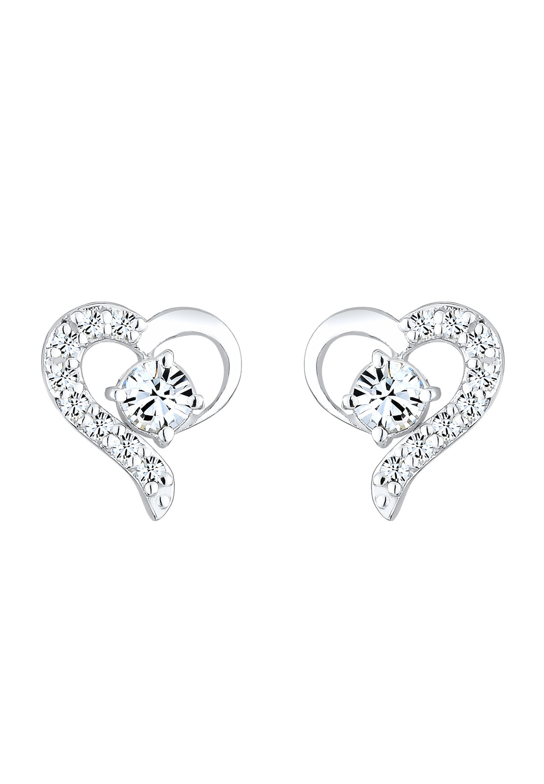 Elli Paar Ohrstecker »Herz Liebe Kristalle 925 Silber Stecker«
