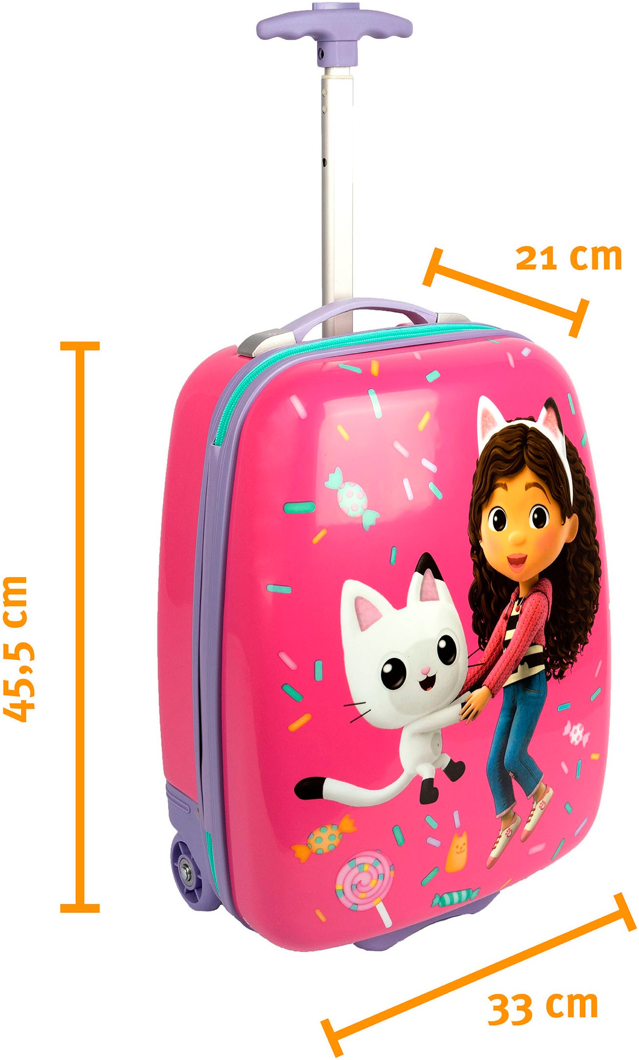 UNDERCOVER Kinderkoffer »Gabby's Dollhouse, 46 cm«, 2 Rollen, mit Teleskopstange