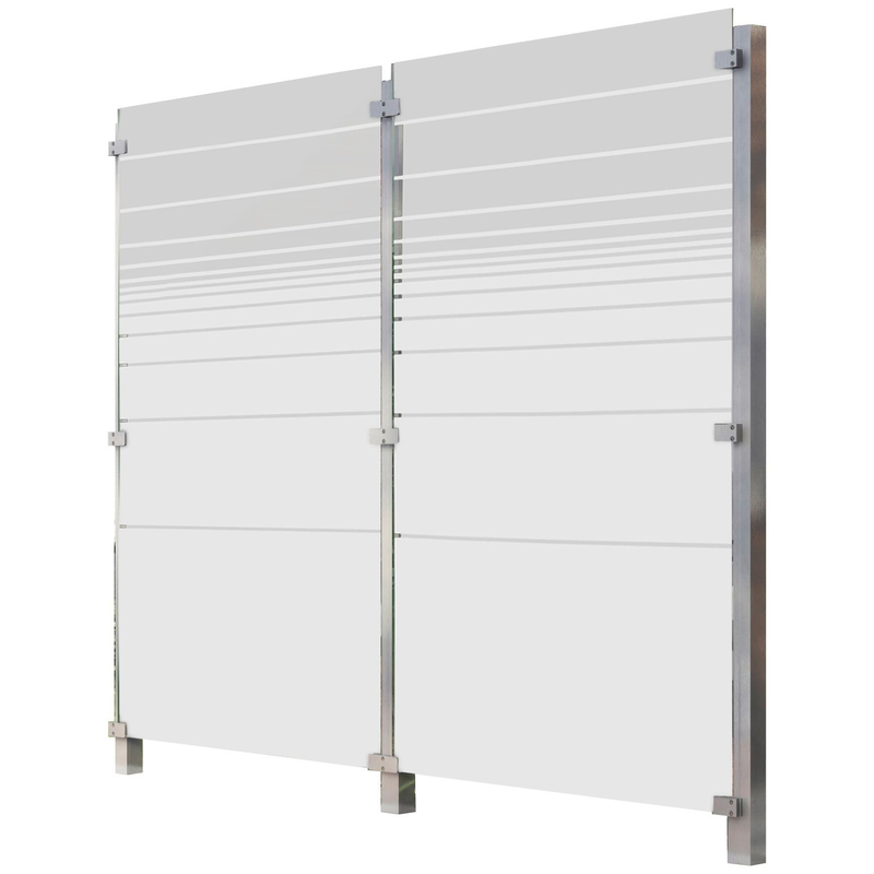 STAKET PRO Zaun Glaszaun, Gesamtlänge: 2, 17 m, 3 Pfosten silberfarben