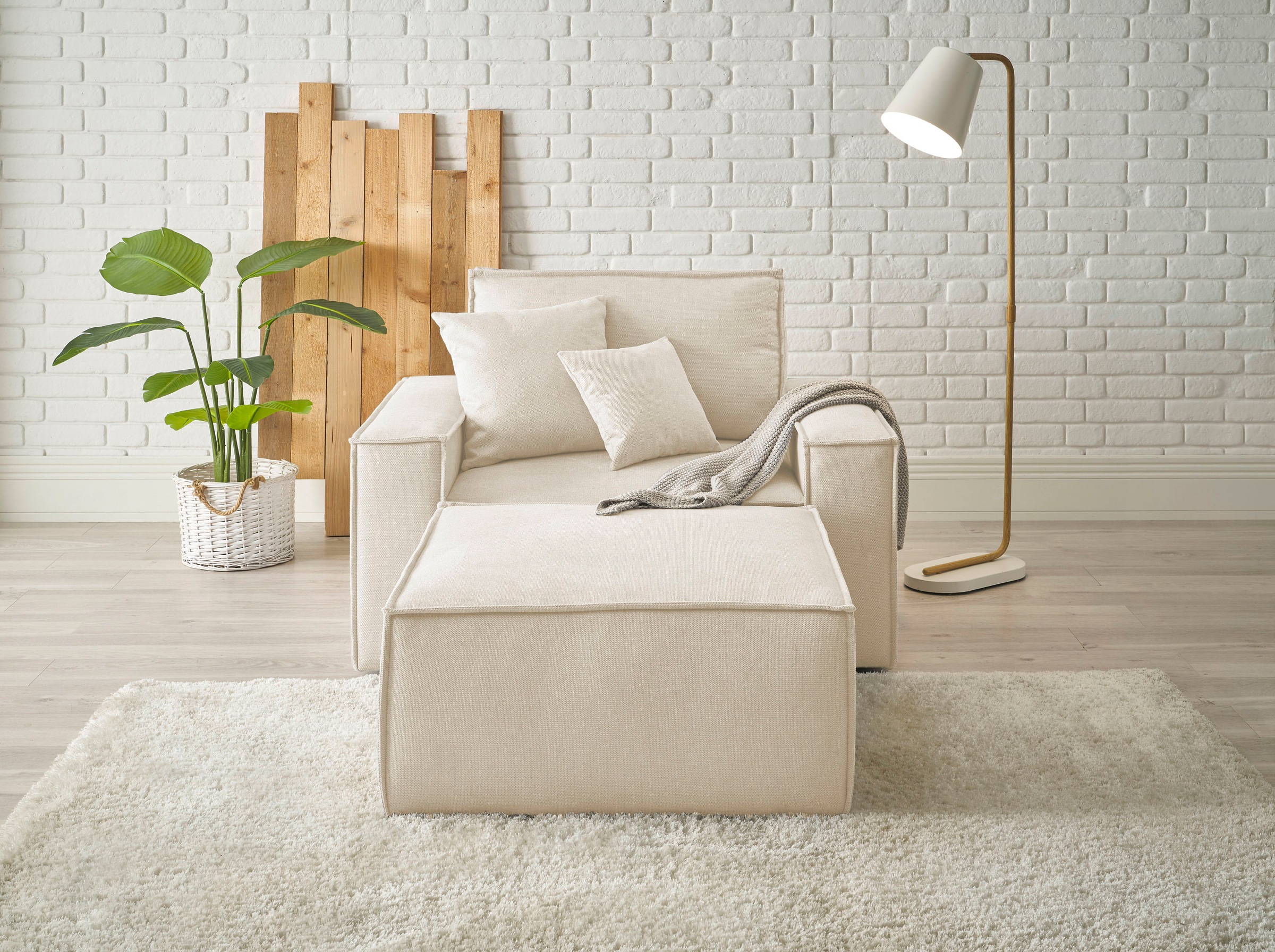 OTTO home Loveseat »FINNLEY, Loveseat & Hocker im Set, trendige Stoffe, ink günstig online kaufen