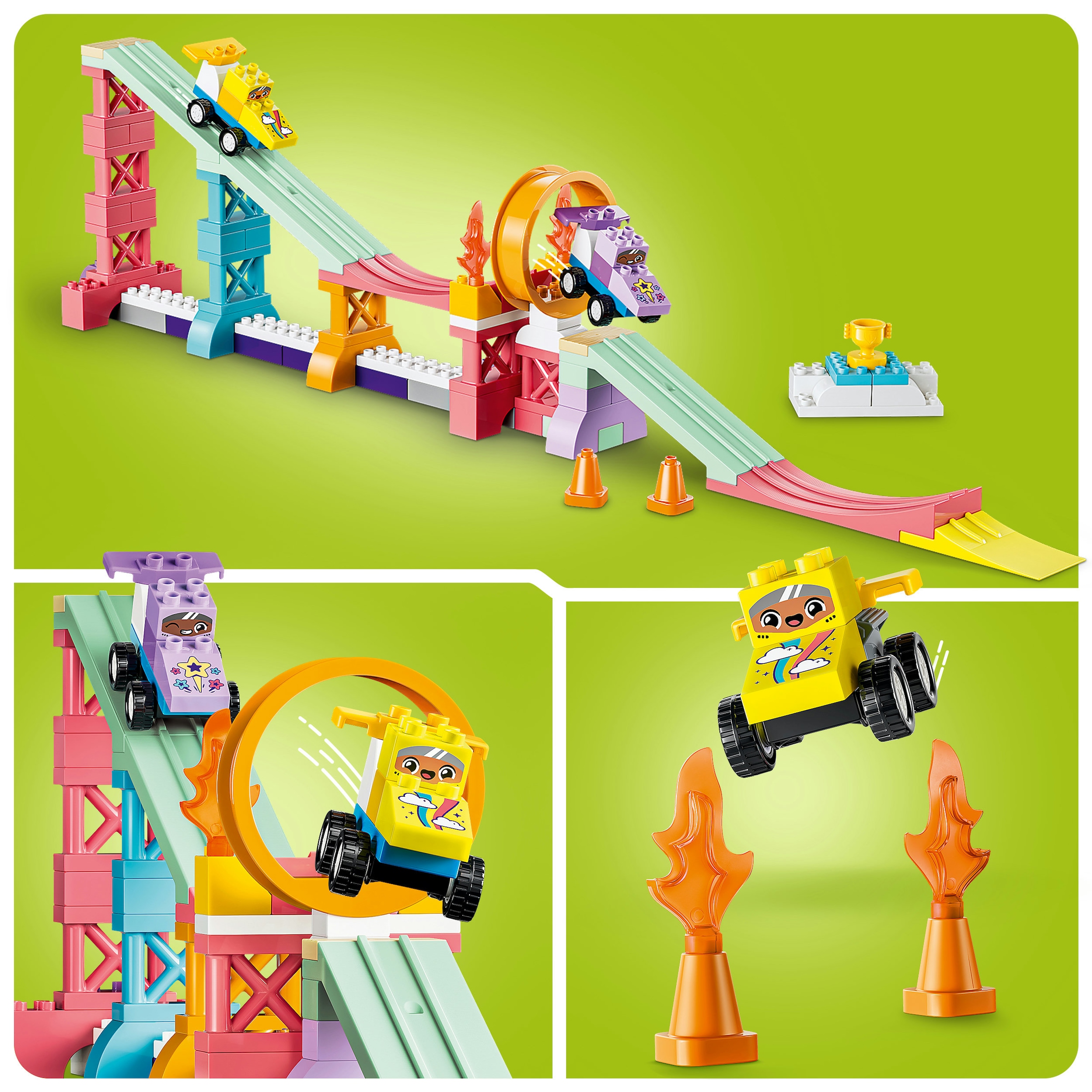 LEGO® Konstruktionsspielsteine »Kreative Sprungschanzen mit kleinen Flitzern 3-in-1-Set (10478)« LEGO DUPLO Town; Made in Europe