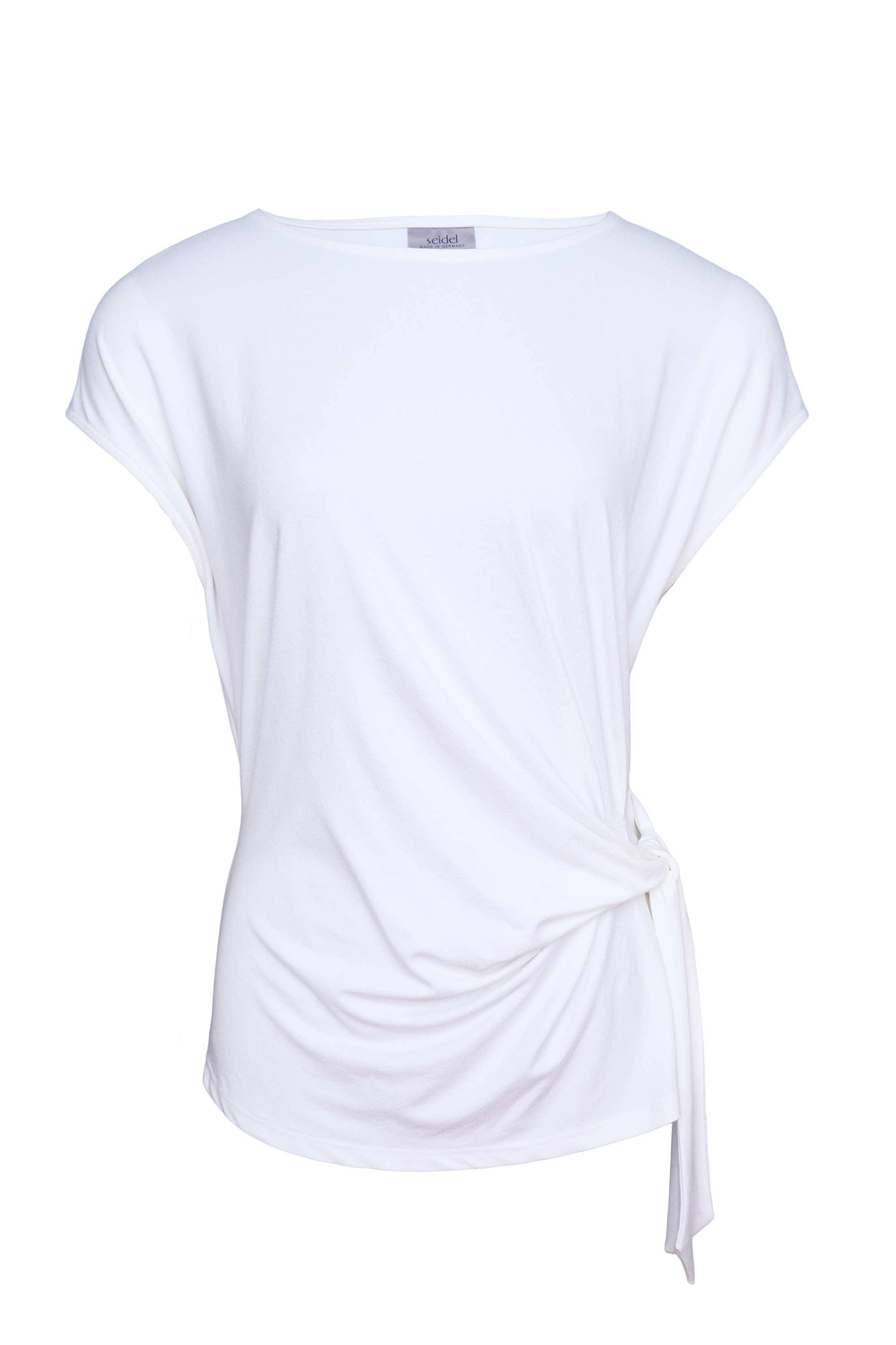Seidel Moden Kurzarmshirt Rundhals-Shirt mit Knoten-Detail an der Seite - MADE IN GERMANY