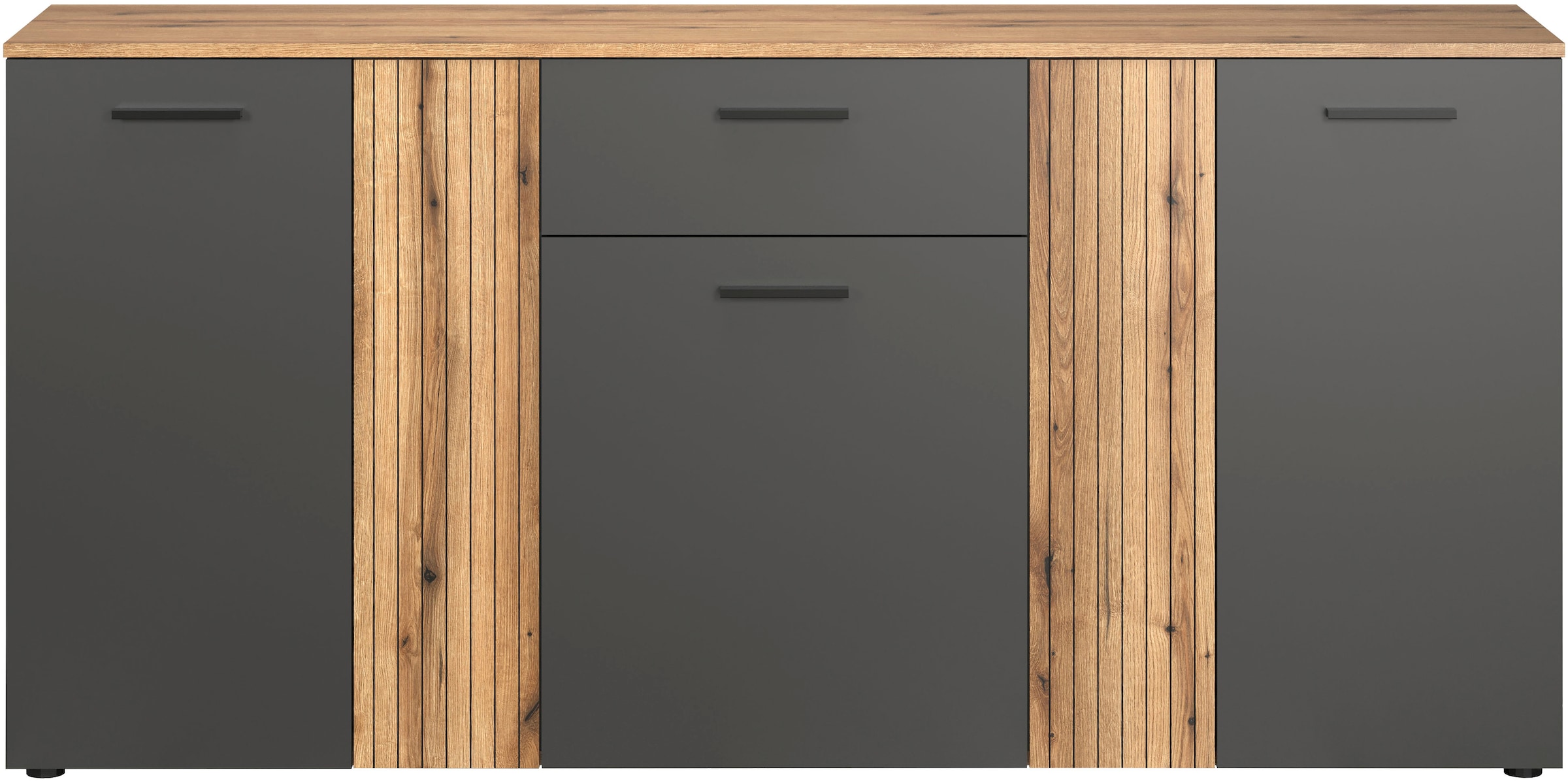 Home affaire Kommode »Estepona« Sideboard mit anpassbaren Türen mit Rillen-Optik