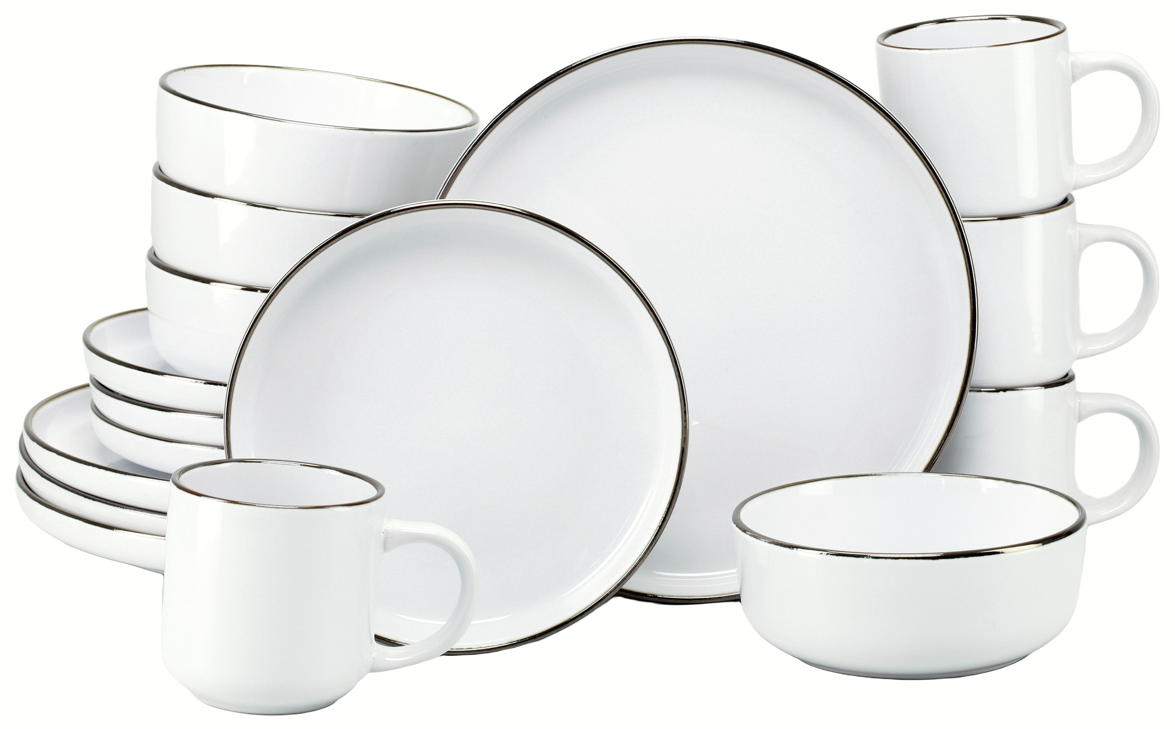 CreaTable Kombiservice »Nordic Festive, Service 16-tlg.« Minimalistisches Design, Dezente goldene Akzente