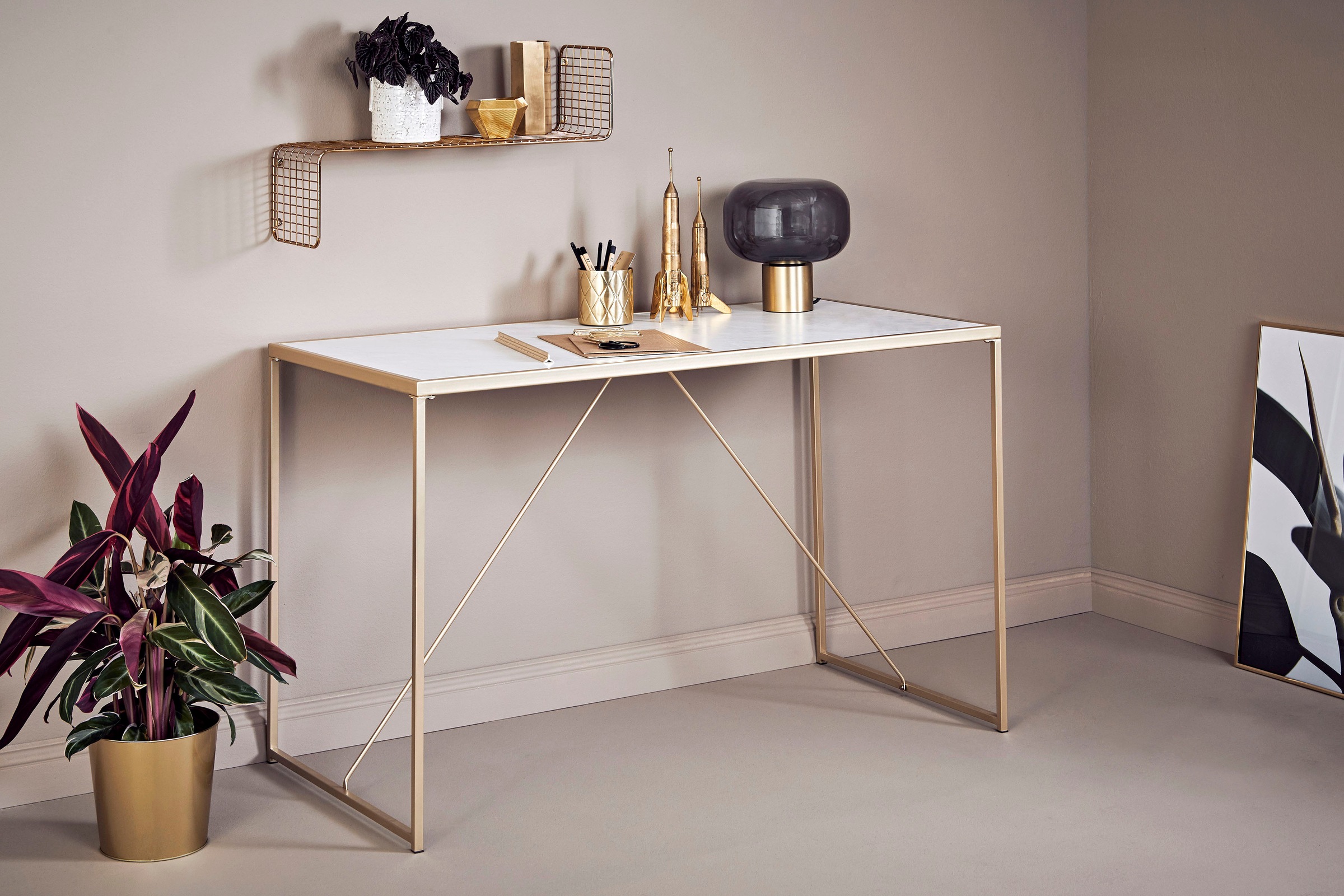 Jahnke Schreibtisch »GLAM«, Schreibtisch in edlem Marmor-Look günstig online kaufen