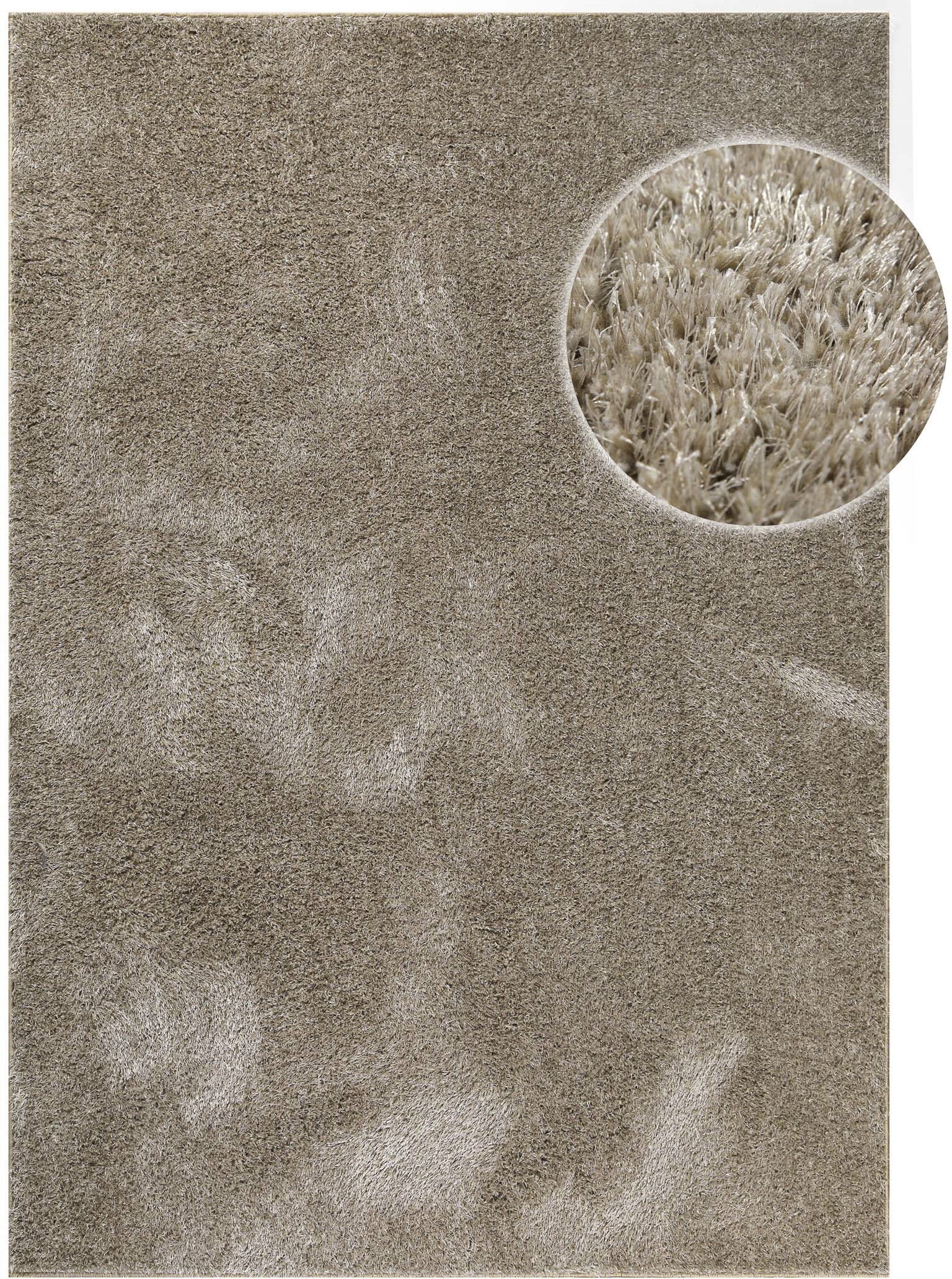my home Hochflor-Teppich »Nickolas, auch als Läufer erhältlich«, rechteckig, 30 mm Höhe, Langflor, Shaggy, weicher Hochflor, uni farben, mit Glanz, Wohnzimmer