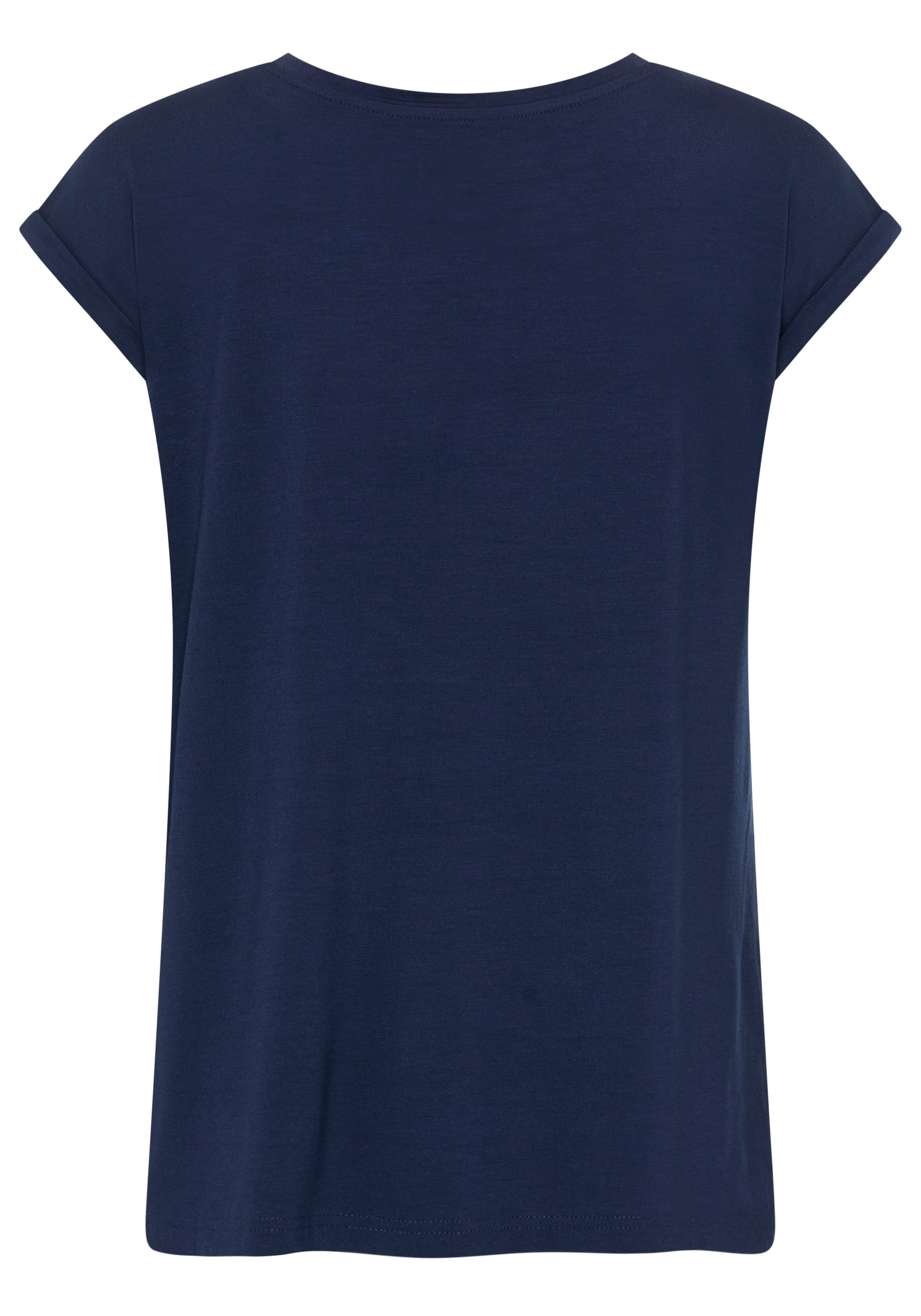 Tamaris T-Shirt Regular Fit, mit überlappenden Schultern, Kurzarm mit Aufschlag