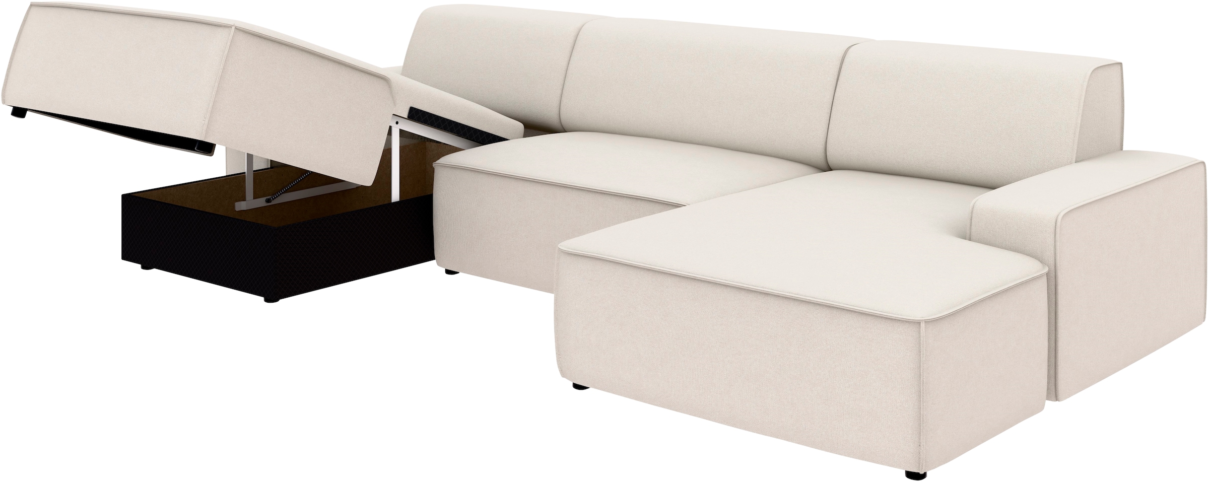 TRENDMANUFAKTUR Wohnlandschaft »Graz, wahlweise mit Sitzvorschub und Bettkasten, U-Form, Breite 329 cm«, in Cord-, haustierfreundlichem LEO Struktur- oder LUMOS-3D-Bezug