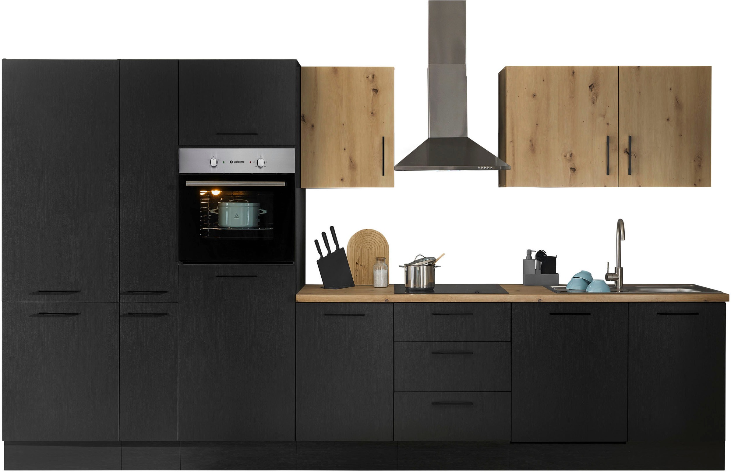 BASIC by Balculina Küchenzeile »Turin«, Breite 370 cm, wahlweise mit E-Geräten