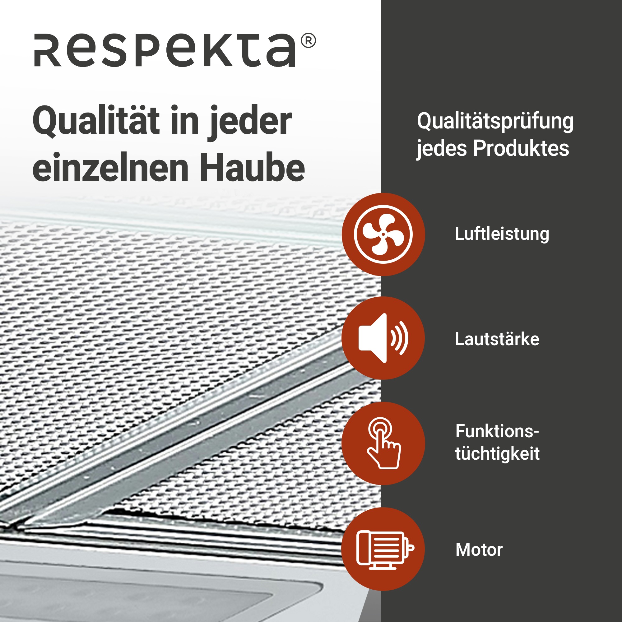 RESPEKTA Unterbauhaube »CH 16060 SGB«, 60 cm, 3 Leistungsstufen, LED-Beleuchtung, Ab- und Umluftfähig