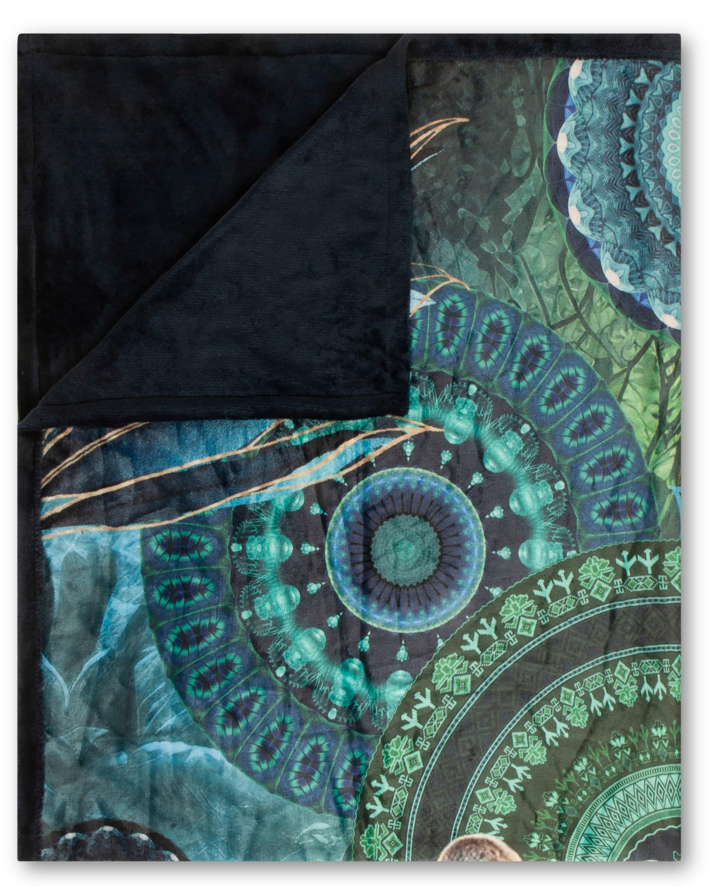 hip Plaid »Nyah«, Weich, Kuscheldecke, 130x160 cm, Wendeoptik, Mandala, Leopard, Blau