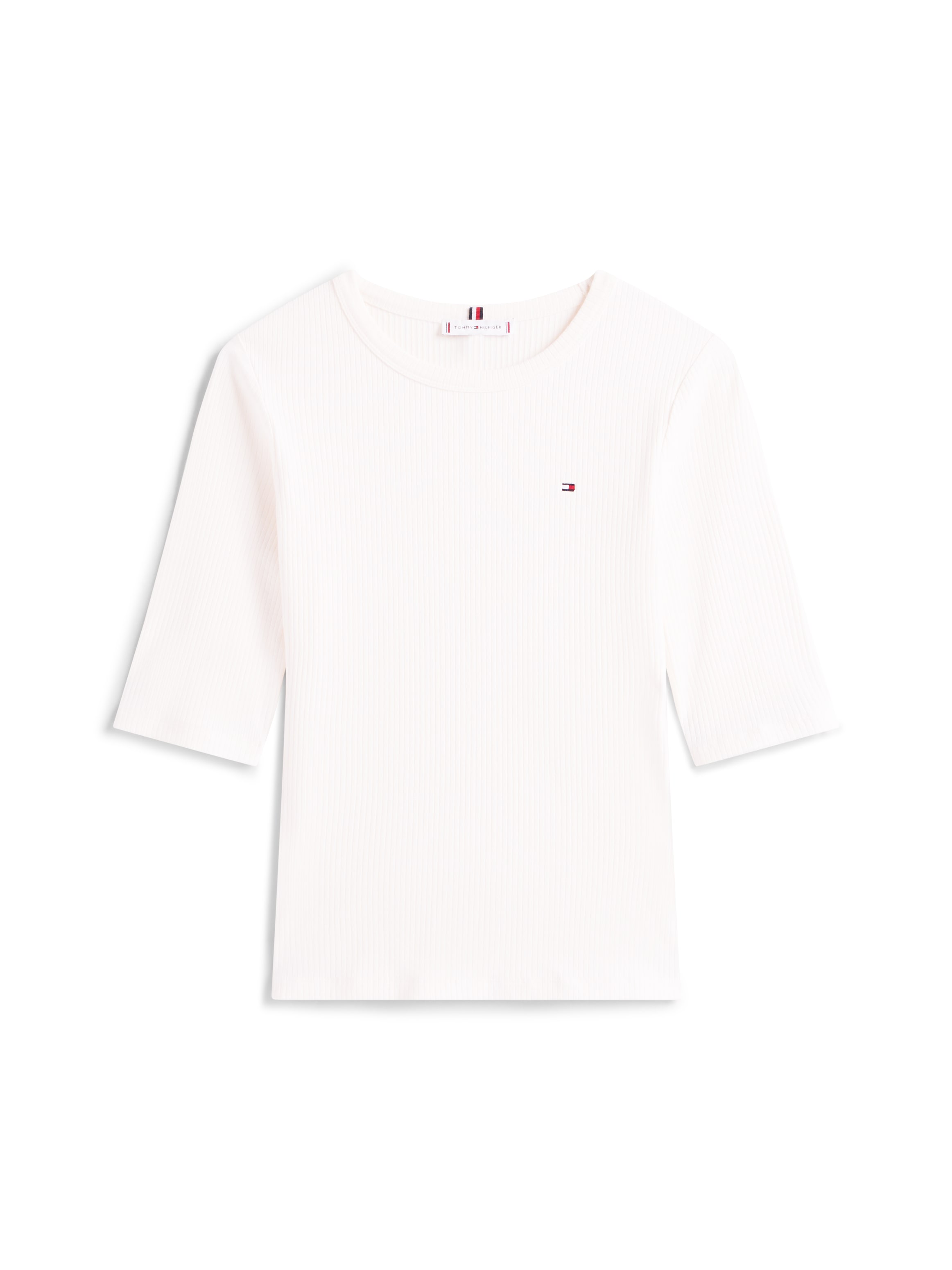 Tommy Hilfiger Kurzarmshirt »SLIM 5X2 RIB C-NK 1/2 SLV«, in gerippter Struktur