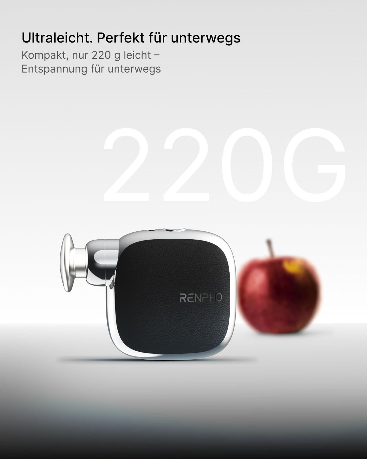 Renpho Massagepistole »kompakt, 4 wechselbare Massageköpfe, USB-C Ladung« 6 mm Amplitude; 4 Geschwindigkeitsstufen; bürstenloser leiser Motor