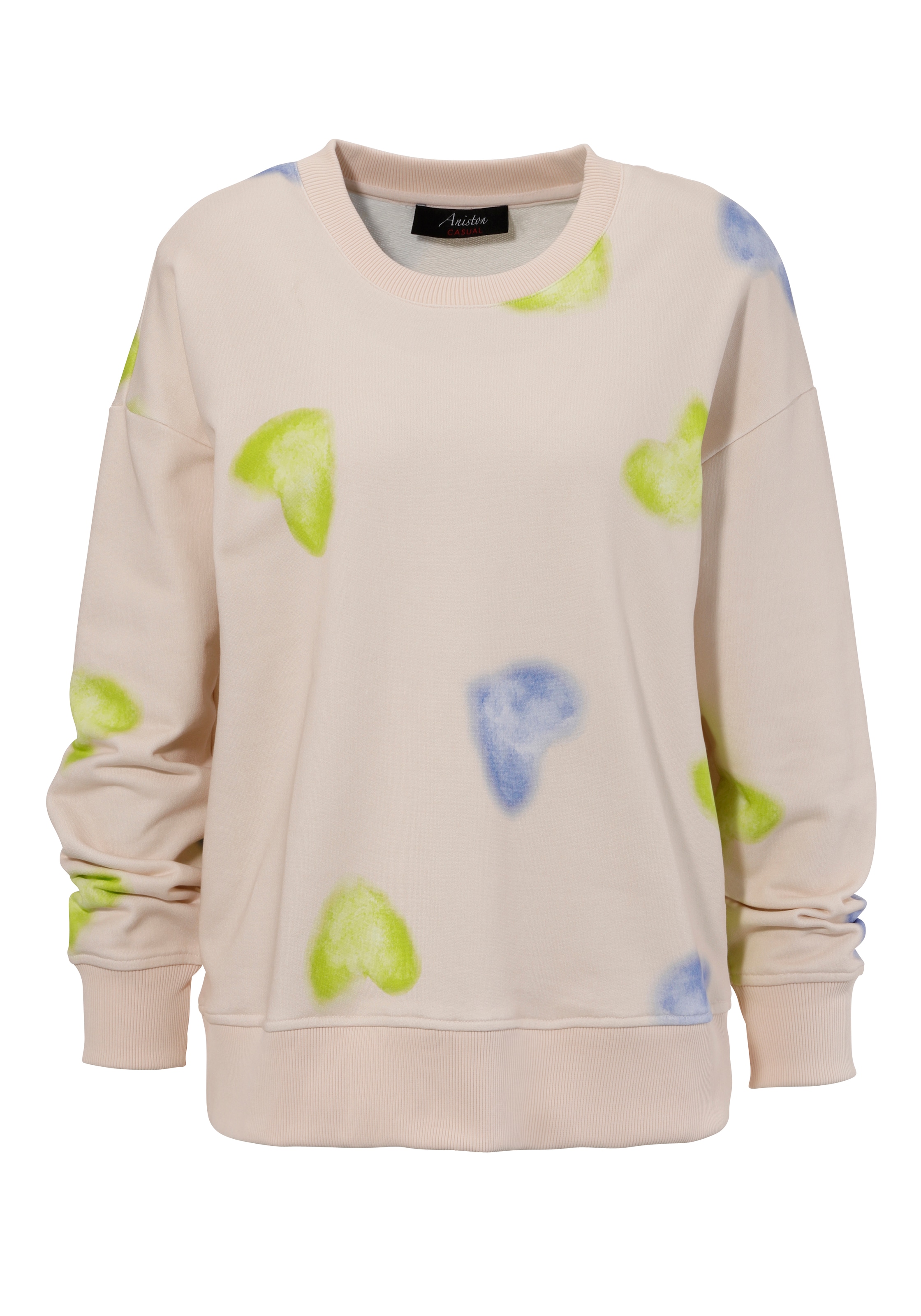 Aniston CASUAL Sweatshirt, mit Batik-Herzen bedruckt