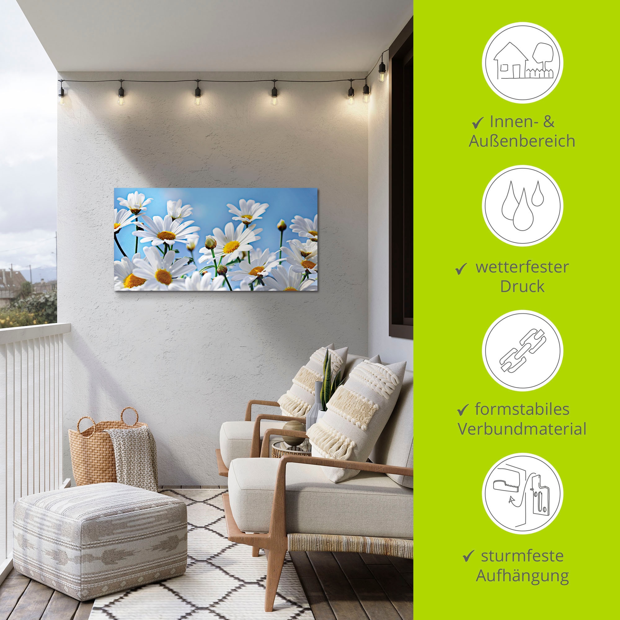 Artland Wandbild »Blumen - Margeriten«, Blumen, (1 St.), als Alubild, Outdoorbild, Leinwandbild in verschied. Größen