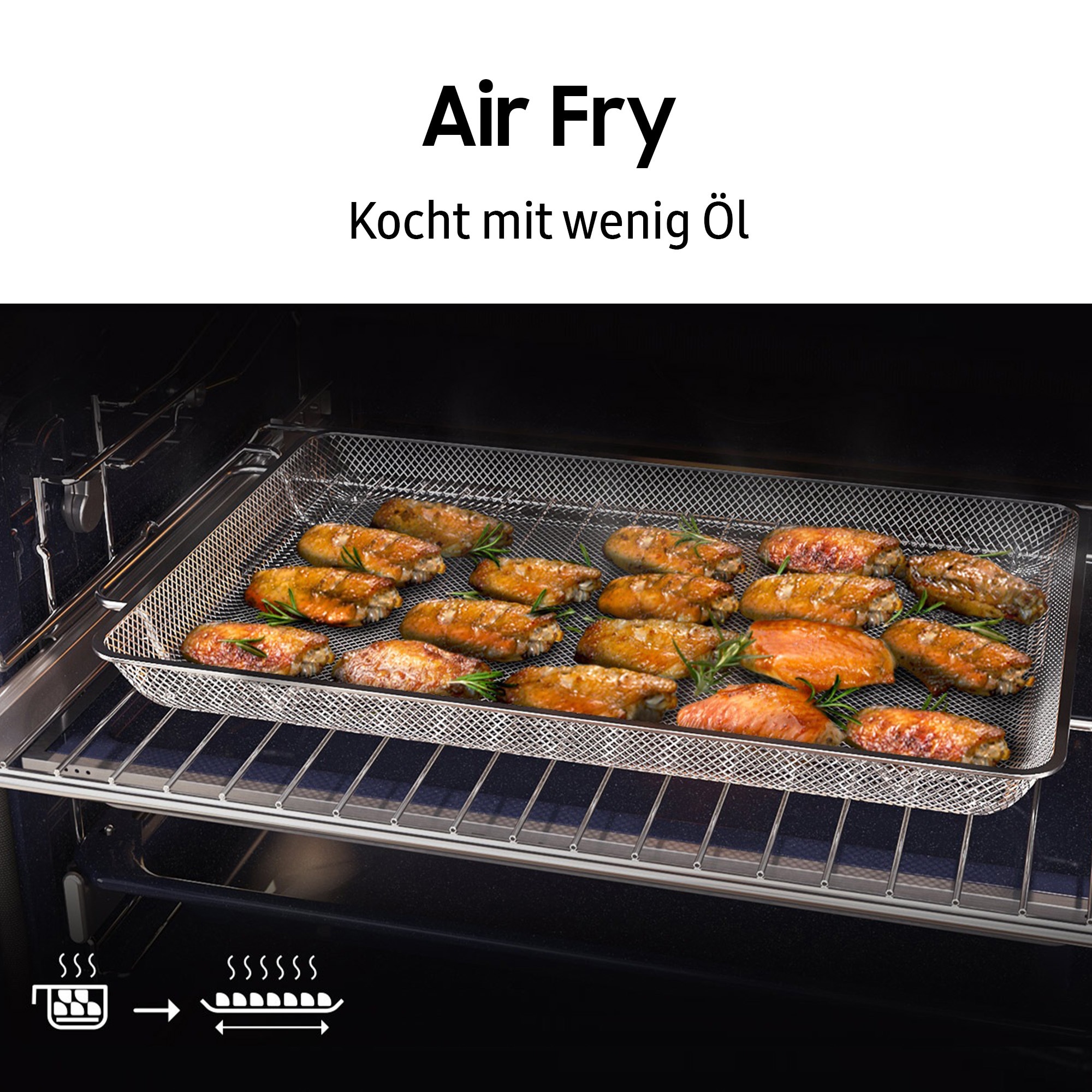 Samsung Pyrolyse Backofen Serie 5 »NV7B5775XDK« mit 1-fach-Teleskopauszug mit Pyrolyse-Selbstreinigung Dual Cook Flex – Ein Ofen. Zwei Garräume. Flexible Tür.