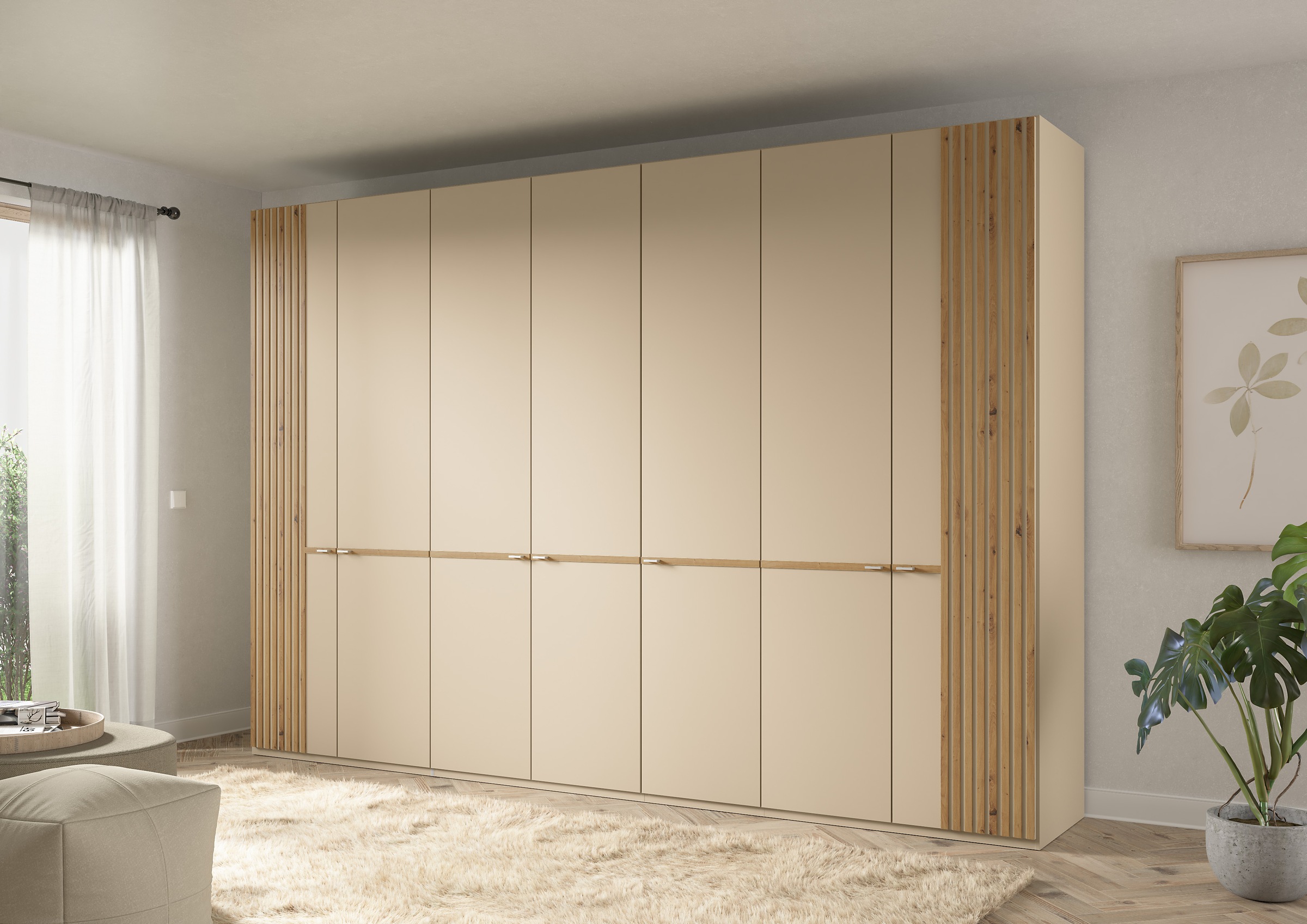 Musterring Drehtürenschrank "Isabelle", Lamellen in Eiche, Griffe in silber günstig online kaufen