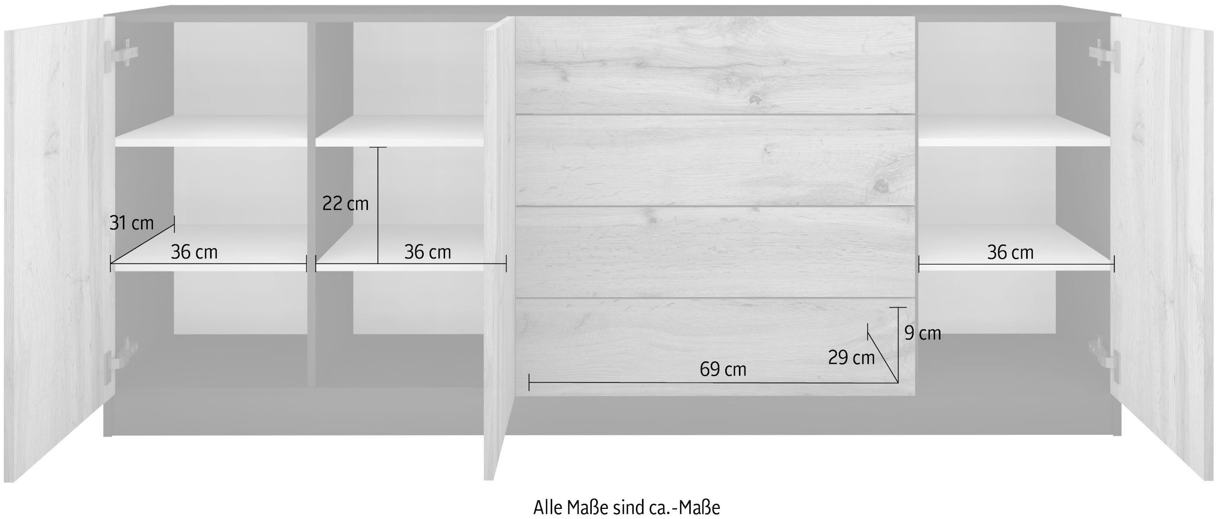 Sideboard Breite borchardt »Vaasa«, Raten Möbel 190 auf cm kaufen