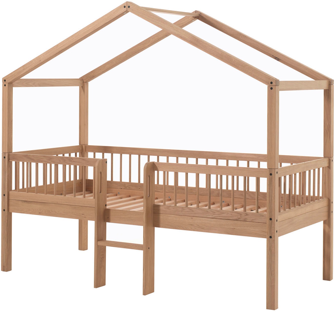 Vipack Hausbett »Forrest Ist Ein Hochwertiges Massivholz Haus Bett "Made In Europe"« Inkl. Rolllattenrost, Dachaufbau, Absturzschutz Und Leiter,