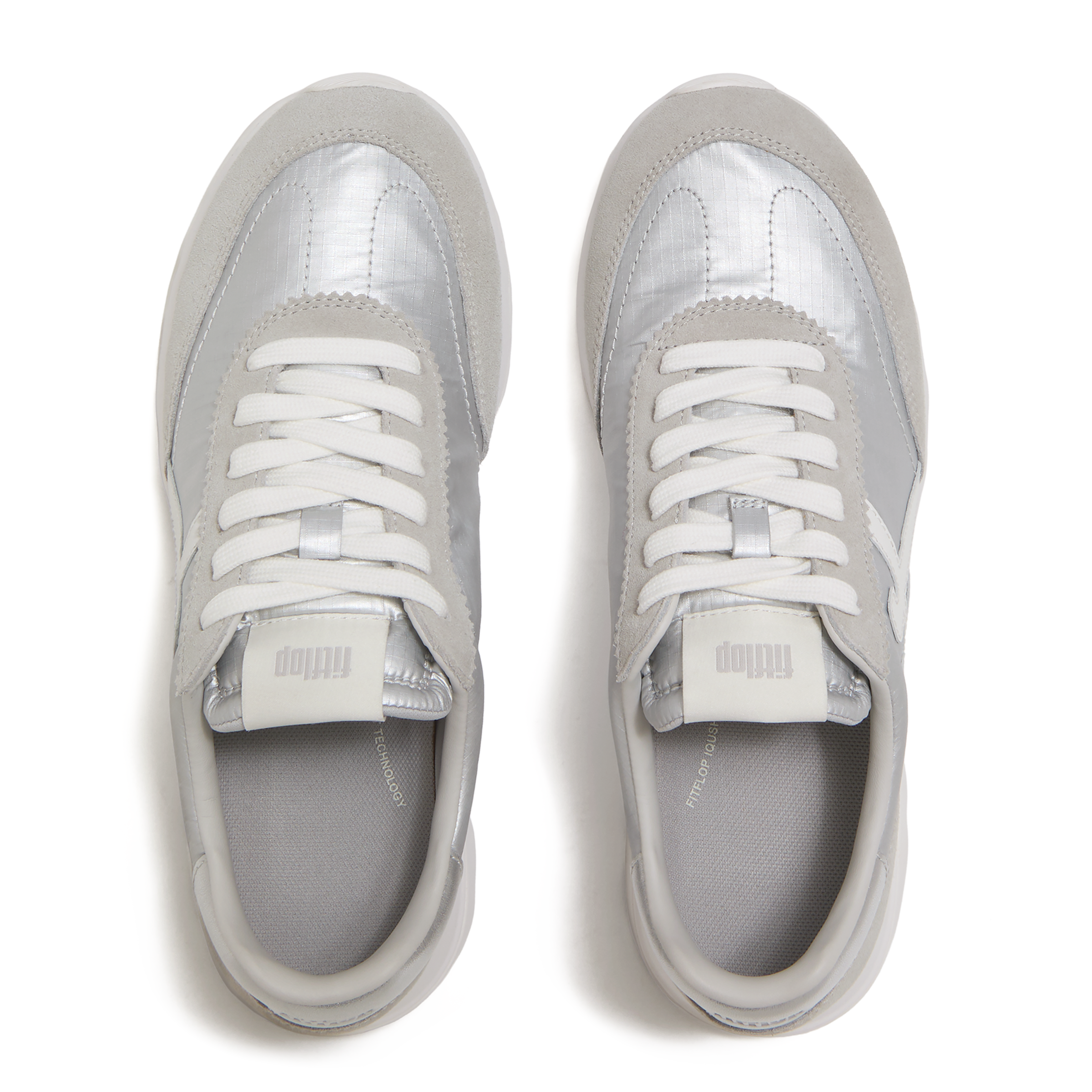 Fitflop Sneaker »RETRO-Q FF METALLIC-FABRIC/SUEDE SNEAKERS«  Freizeitschuh, Halbschuh, Schnürschuh mit Low Profile Sohle