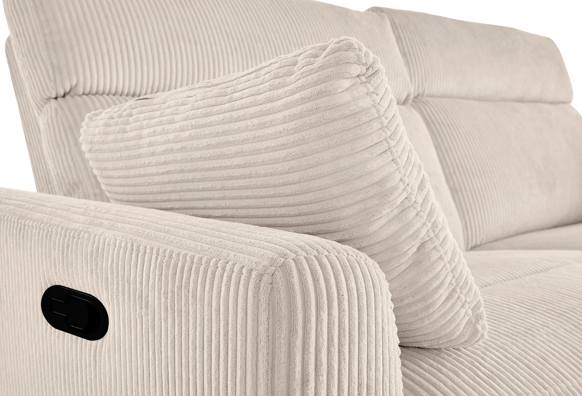 INOSIGN Ecksofa »JENNA, L-Form, 209cm, manuelle u. elektrische Funktion, mit USB A/C,«, Liegefunktion 105°-150°, Federkern, Cord