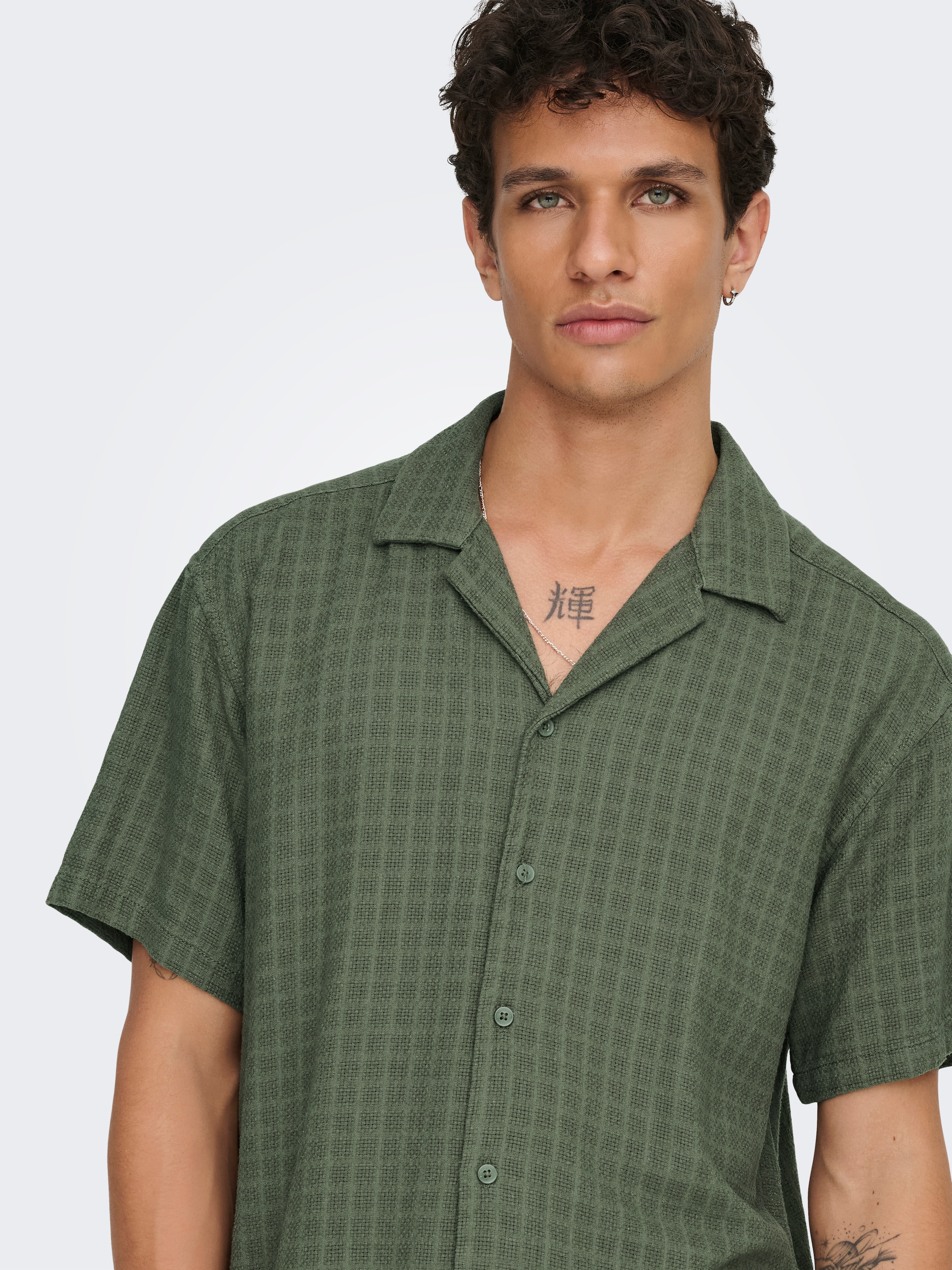 ONLY & SONS Kurzarmhemd »ONSLATHAM RLXSS RESORT LINEN STRUC 0257«