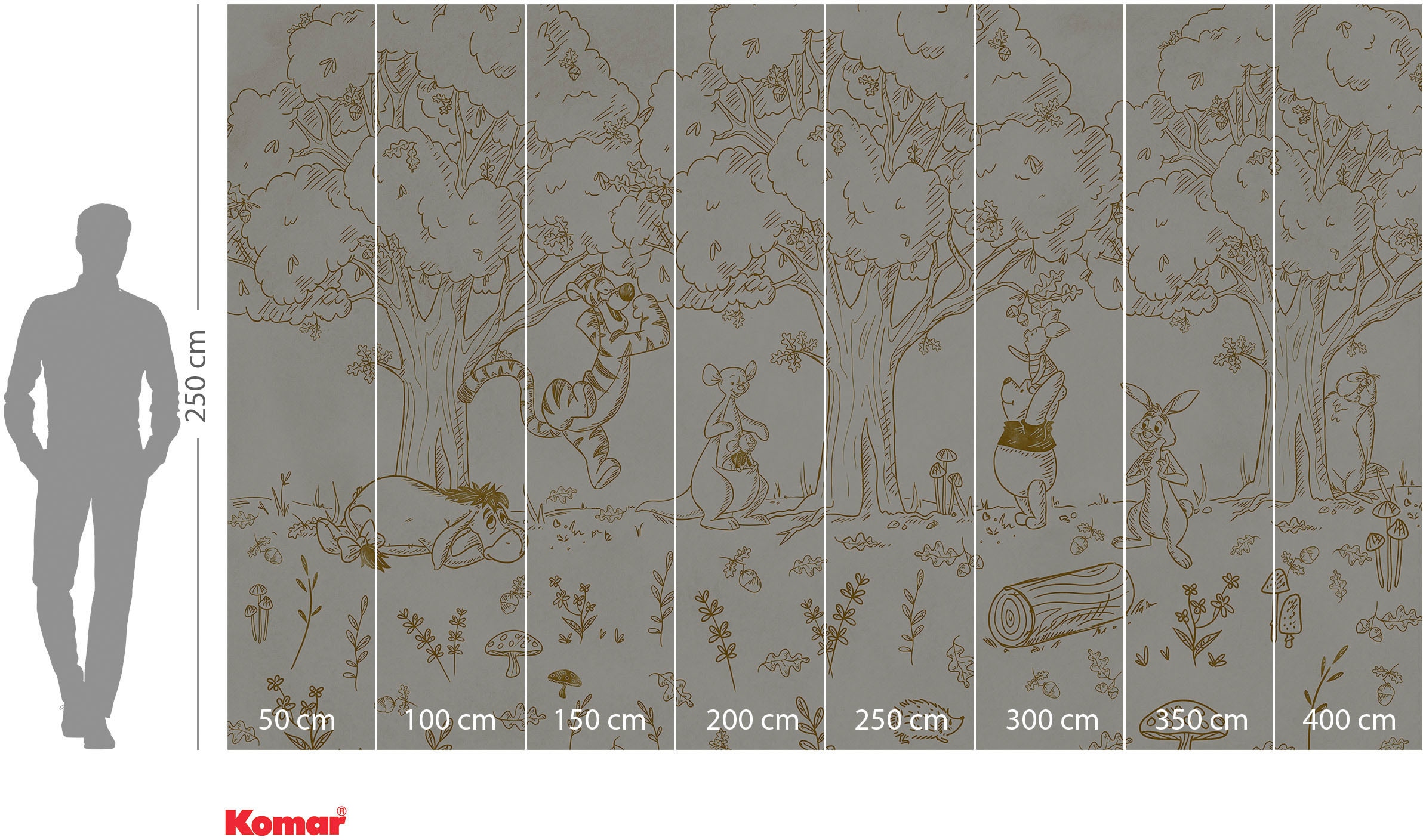 Komar Fototapete »Digitaldruck Vlies - Winnie the Pooh Outdoors - Größe 400 x 250 cm«, bedruckt, Kinderzimmer