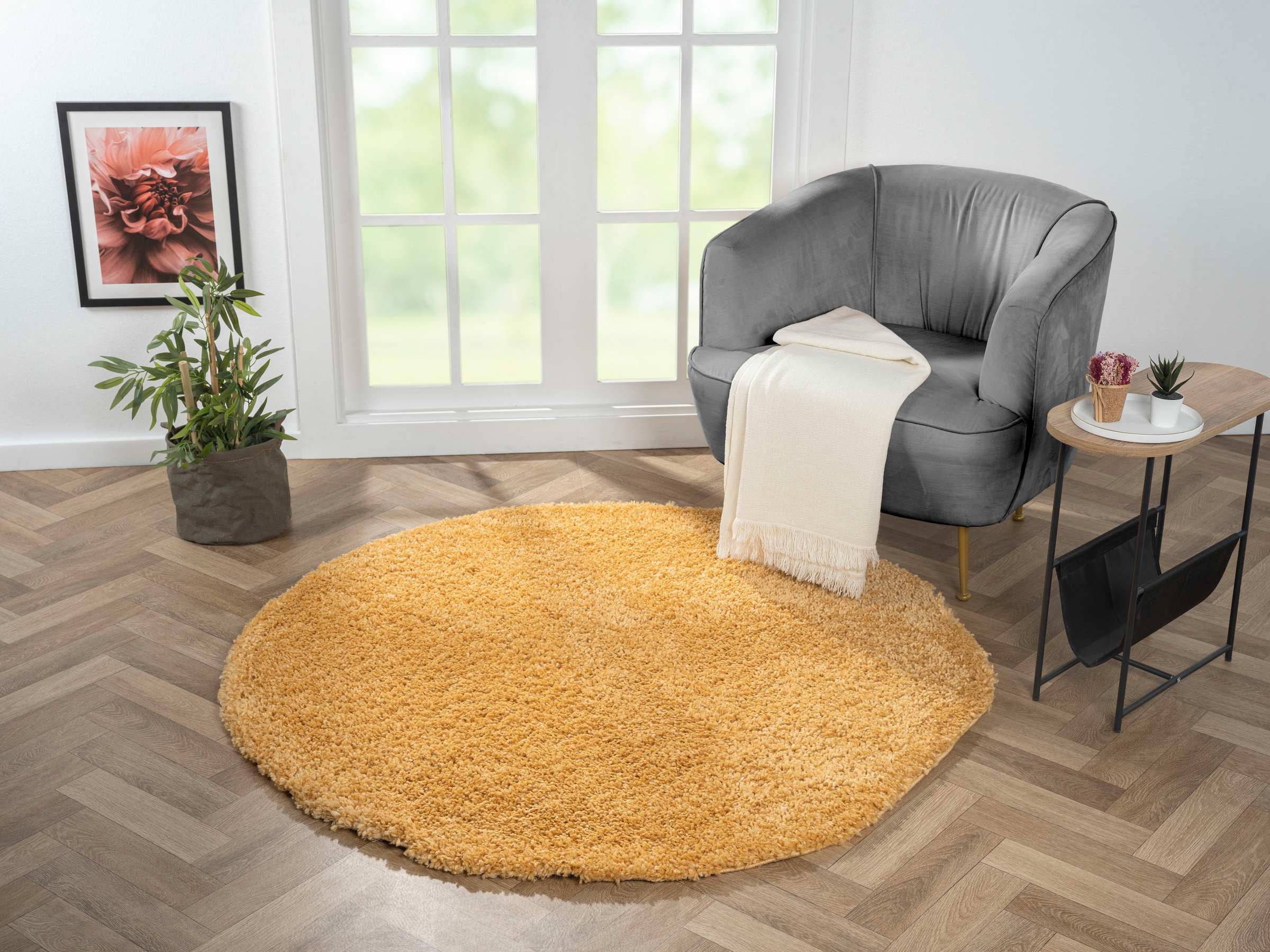 Myflair Möbel & Accessoires Hochflor-Teppich »My Shaggy«, rund, 37 mm Höhe, günstig online kaufen