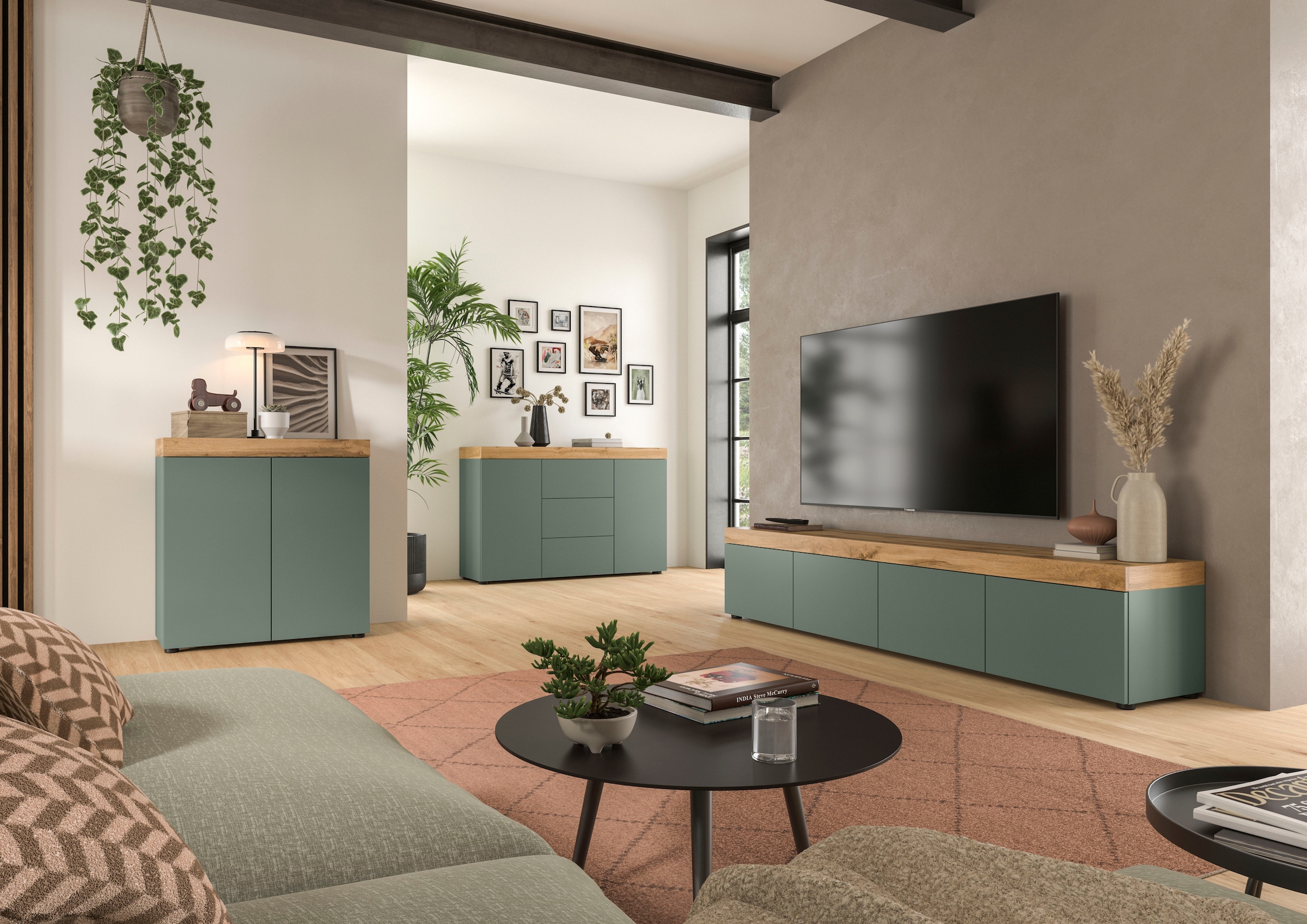 OTTO home Kommode »MAMBO, Breite 77cm, 2 Türen, 4 Fächer, push-2-open« 2 farbige Ausführung, in verschiedenen Farben erhältlich, 1 Stk. tlg. Kommode, Anrichte, Wohnzimmer, Schlafzimmer