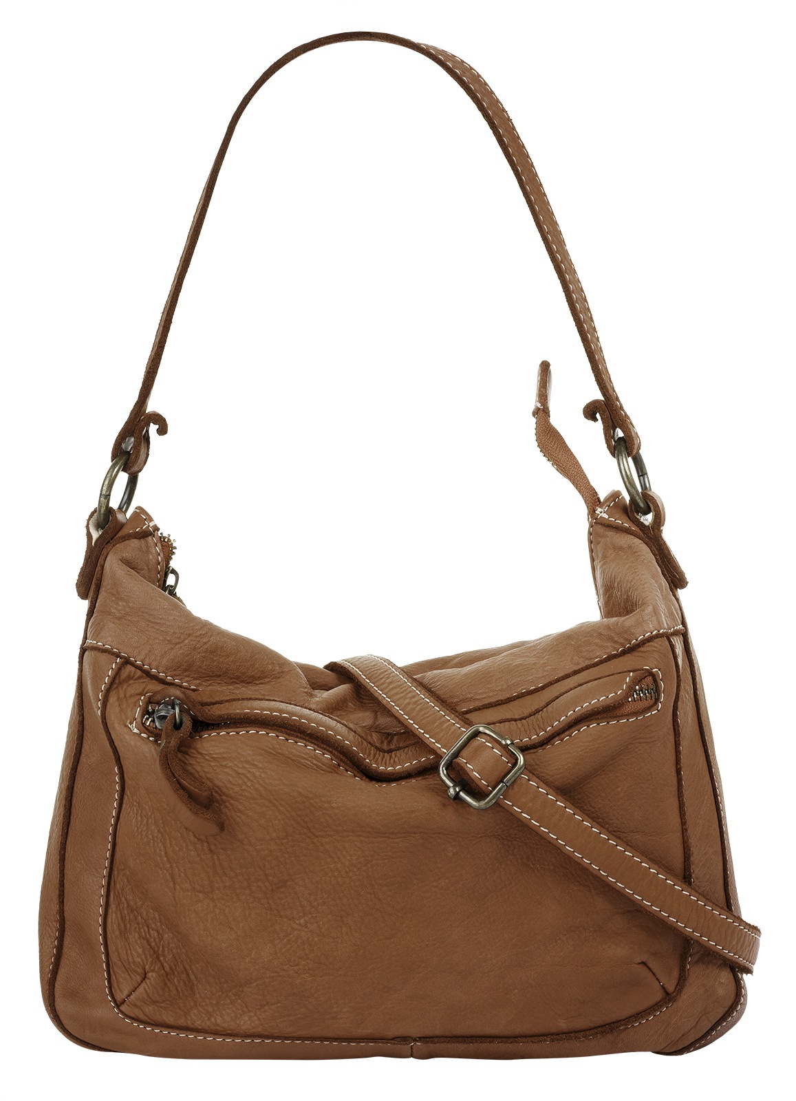 Shopper, echt Leder, Made in Italy, Gr. B/H/T: 28 cm x 21 cm x 5 cm onesize, cognac