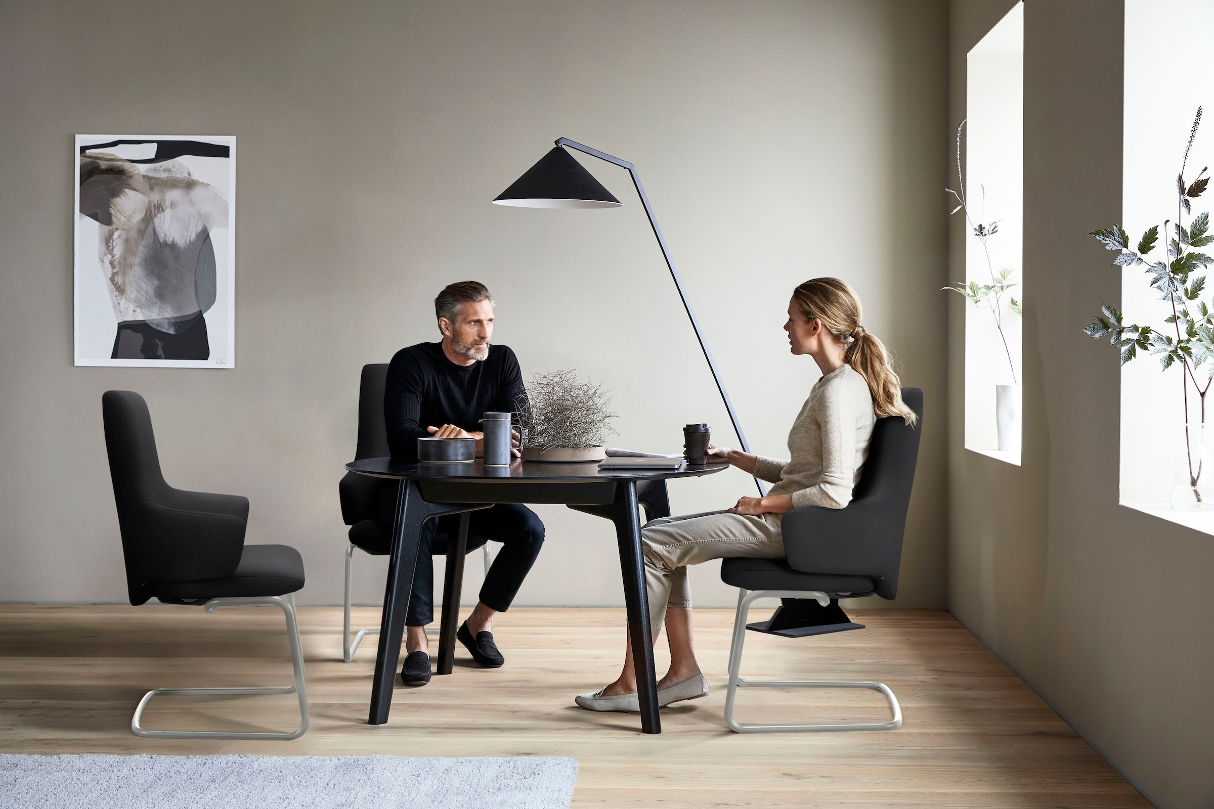 Stressless® Polsterstuhl »Laurel«, Microfaser DINAMICA, High Back mit Armlehne, Größe L, mit Beinen aus Stahl in Chrom