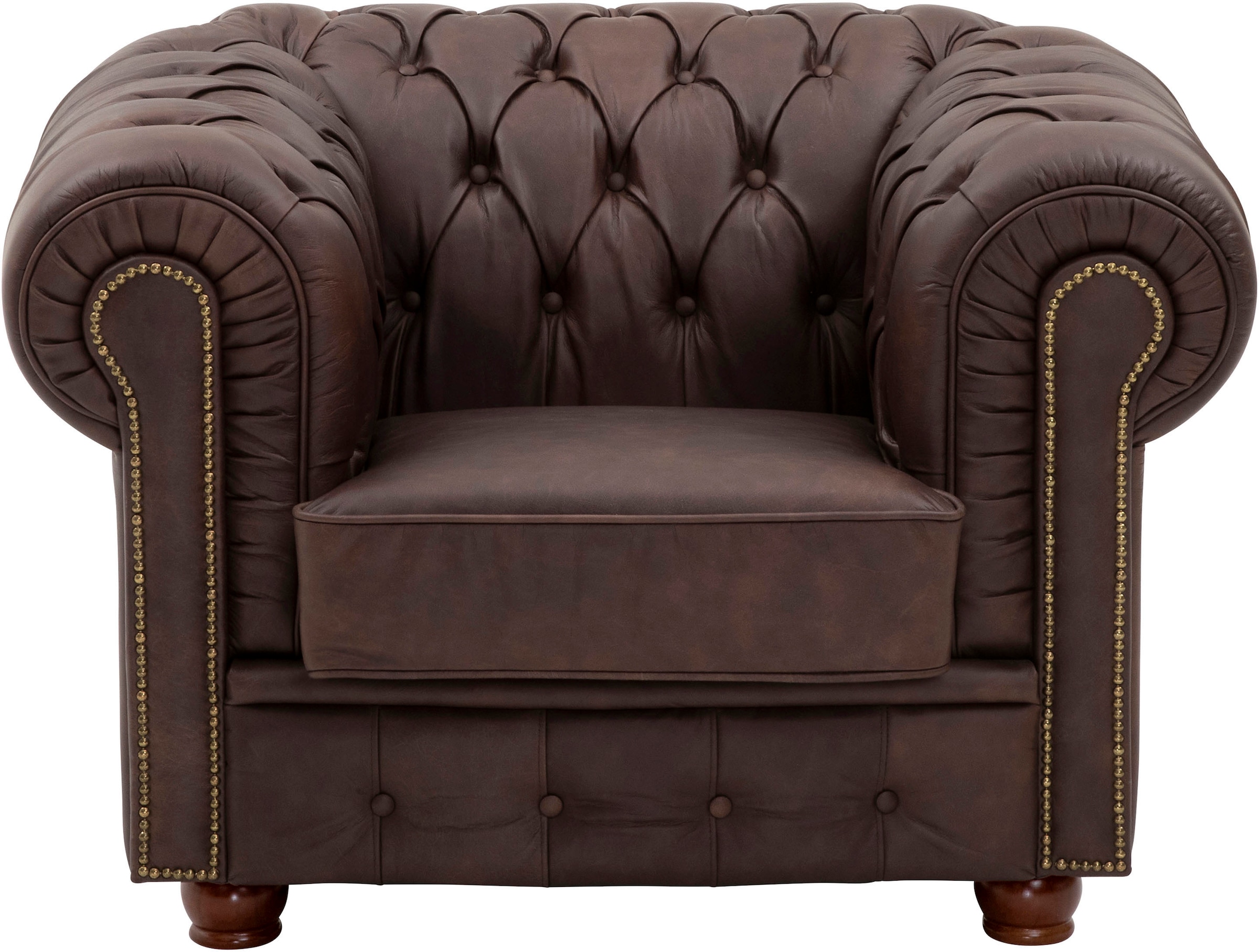 Max Winzer® Sessel »Norwin, Loungesessel, Chesterfield mit Ziernägeln in der Chatose,«, Clubsessel, klassisch, edel, modern und bequem