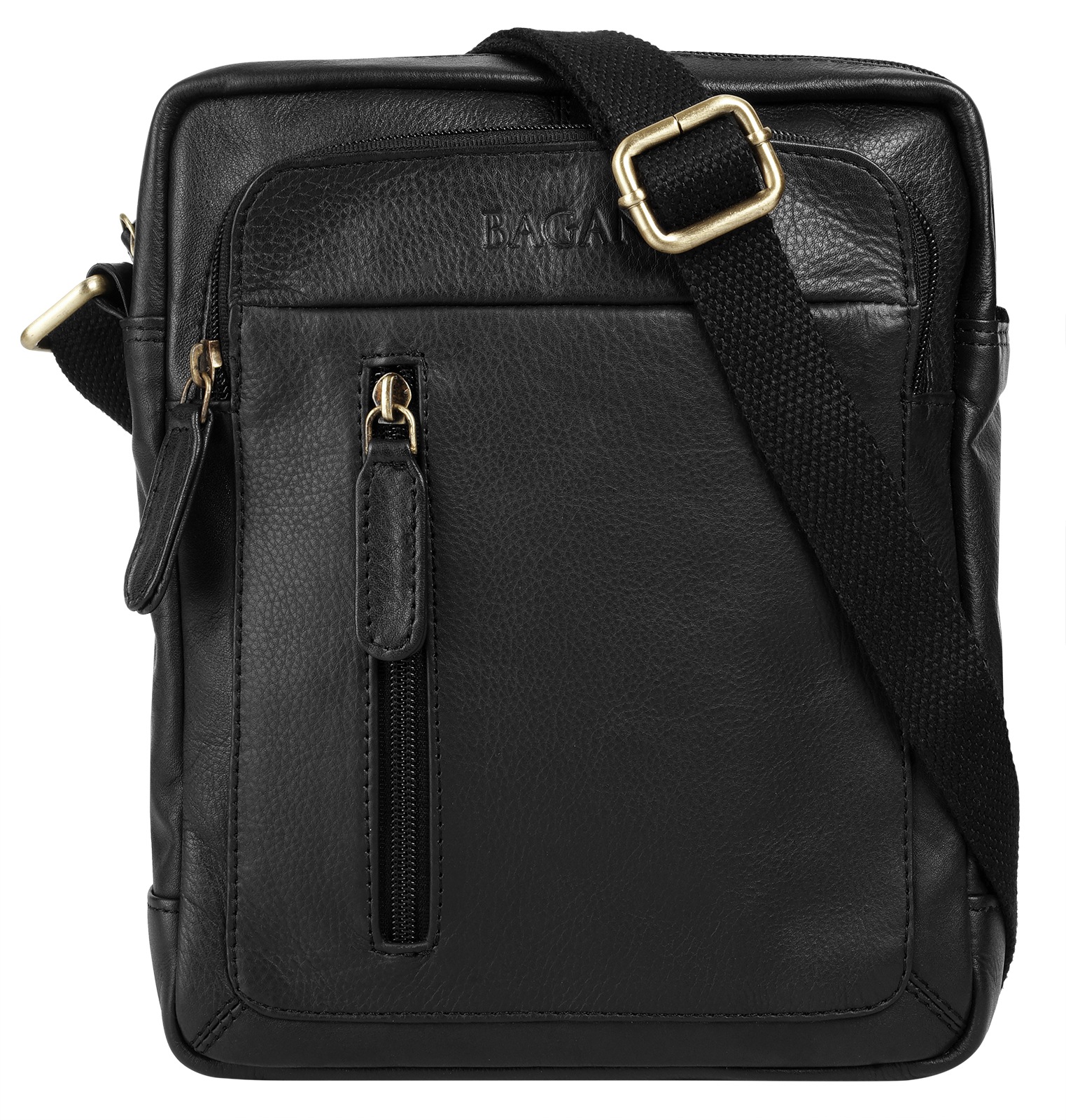 BAGAN Umhängetasche echt Leder schwarz