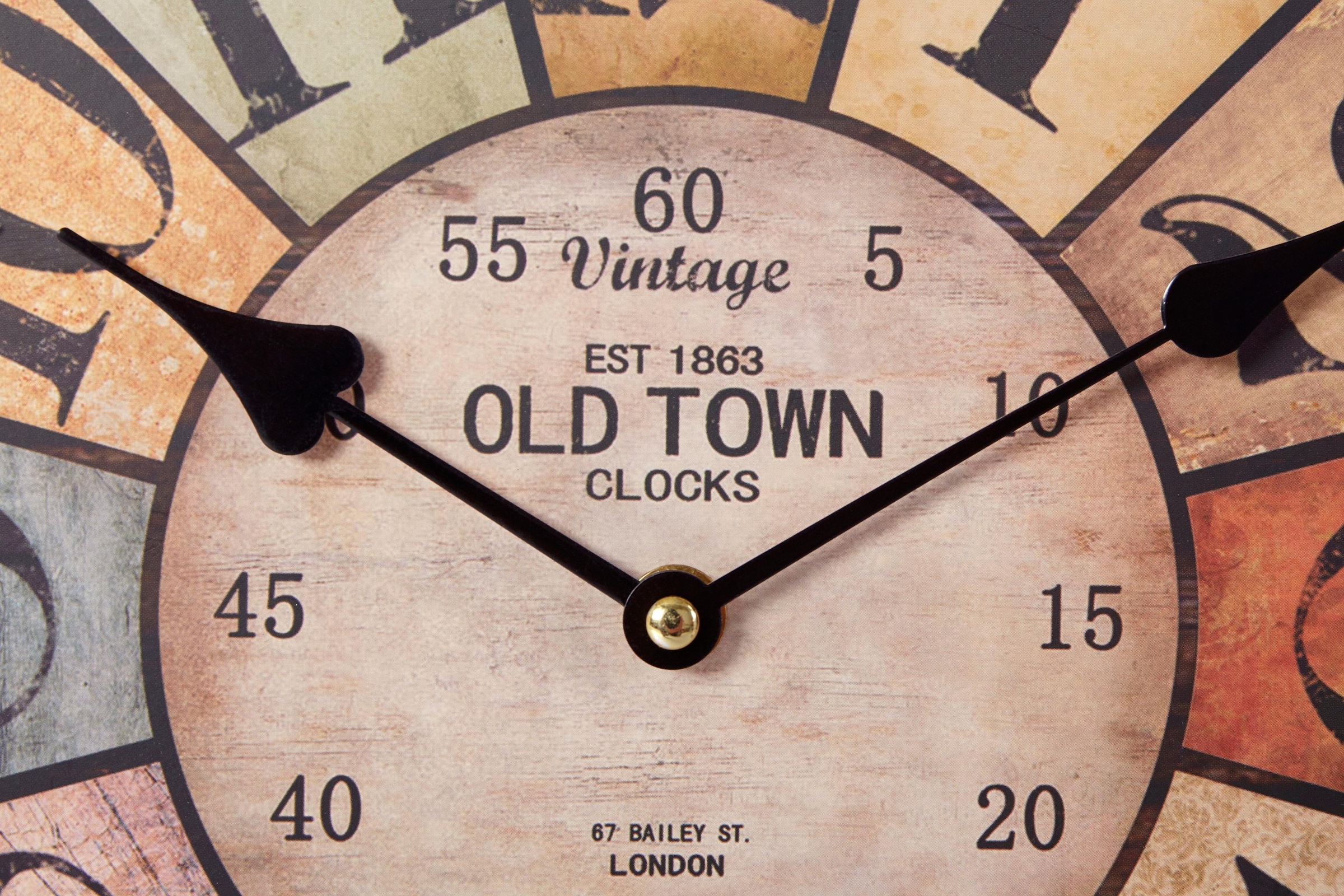 Home affaire Wanduhr »"Old Town"«, rund, Ø 34 cm, Vintage-Look