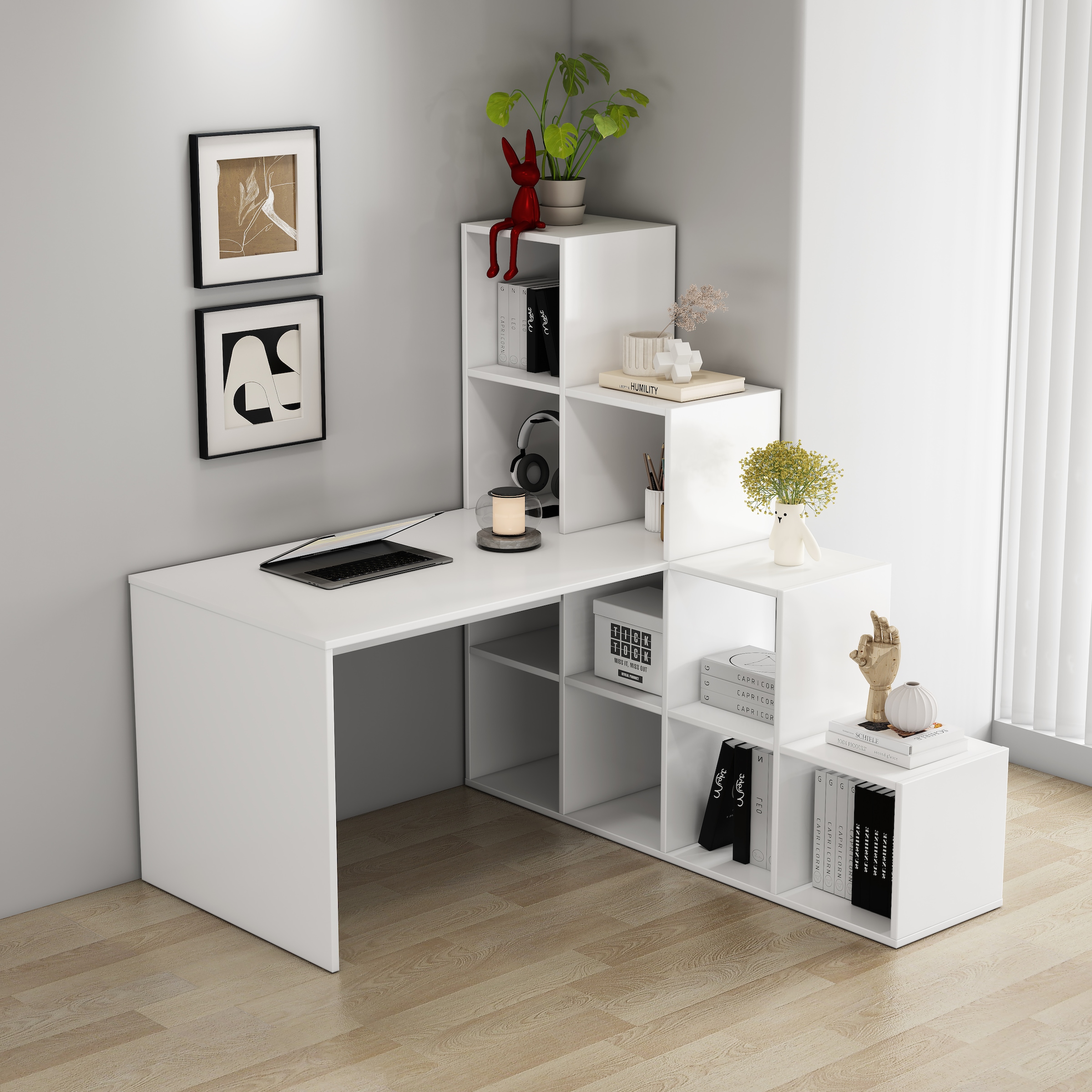 OTTO home Regal-Schreibtisch »Ciela« flexible Aufstellmöglichkeiten, wechselseitig  montierbar, B. 137 cm